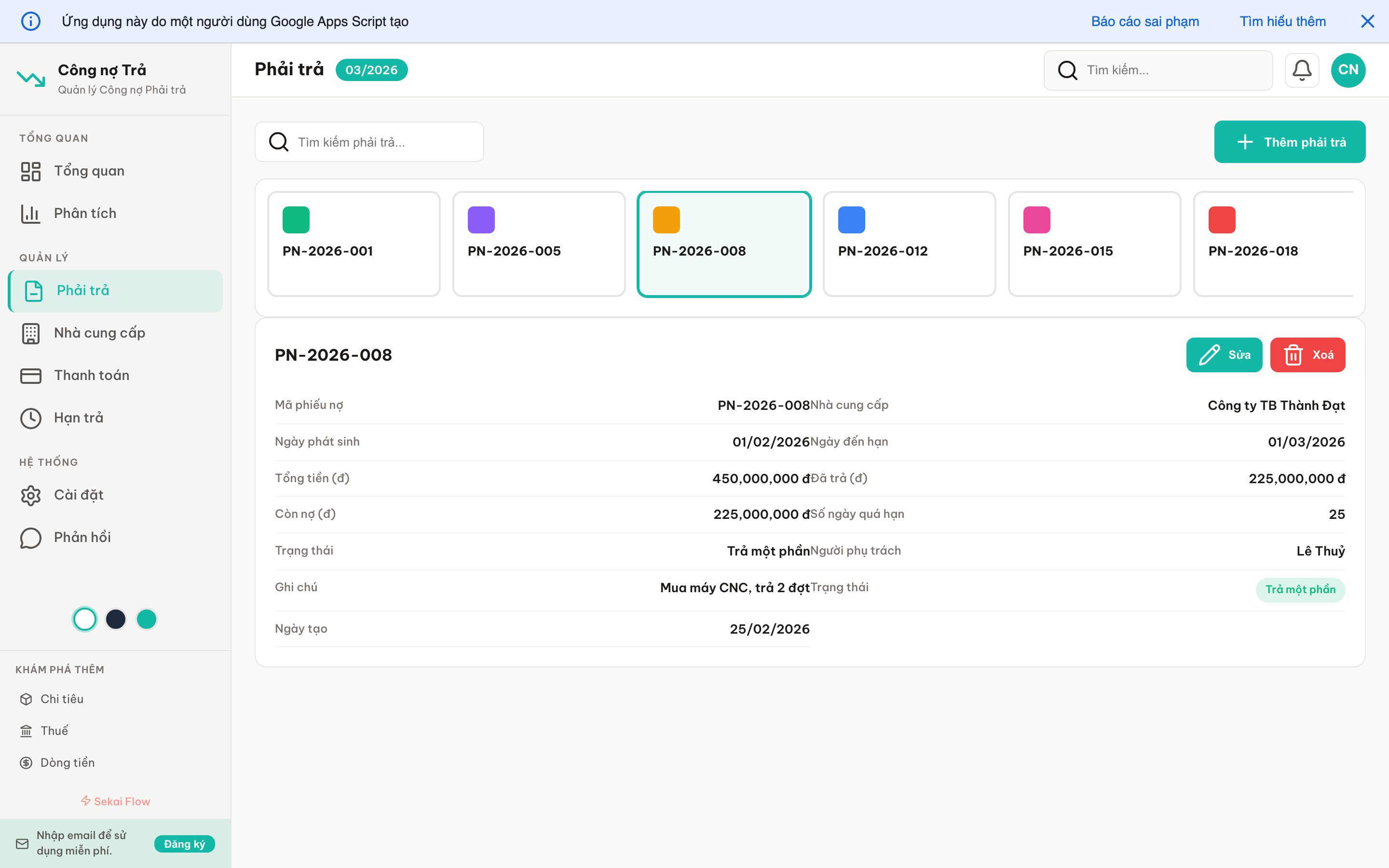 Công nợ Trả screenshot 4