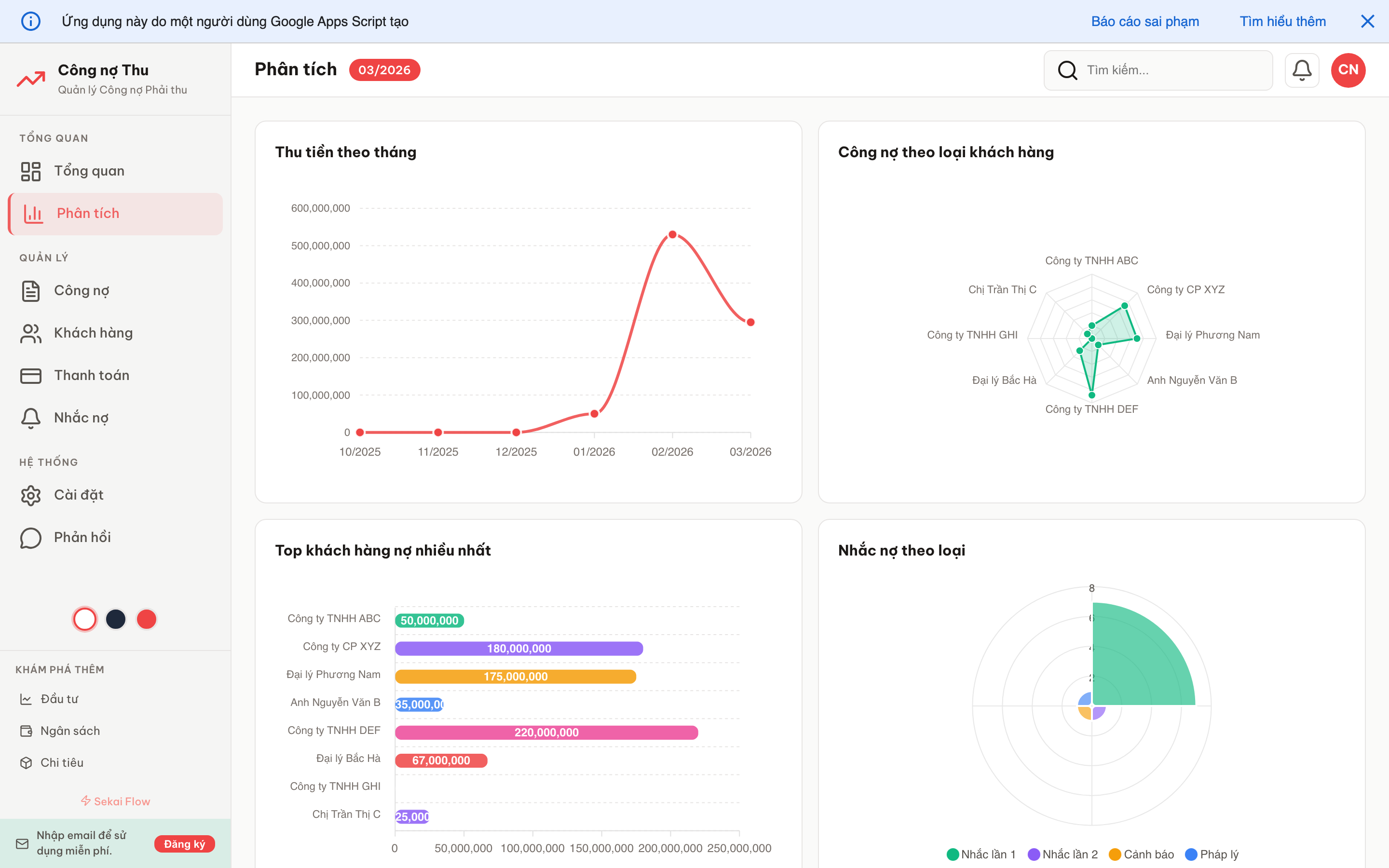 Công nợ Thu screenshot 2