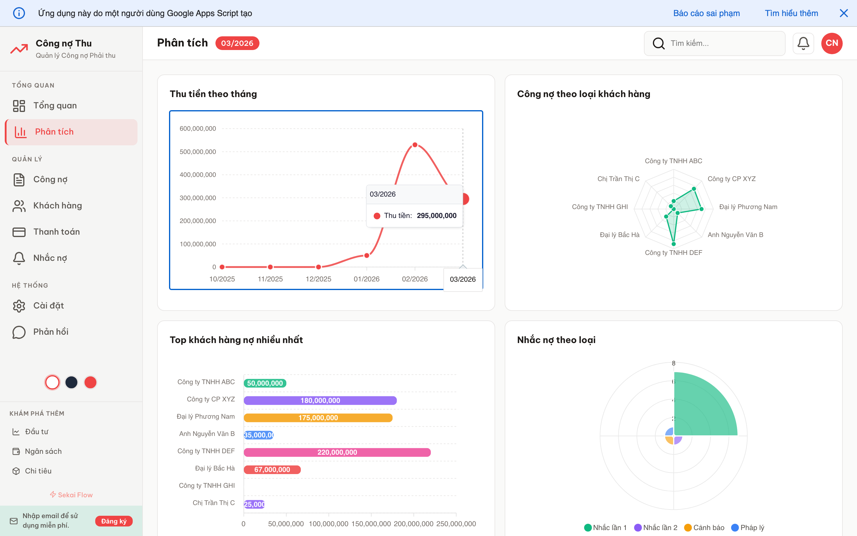 Công nợ Thu screenshot 3