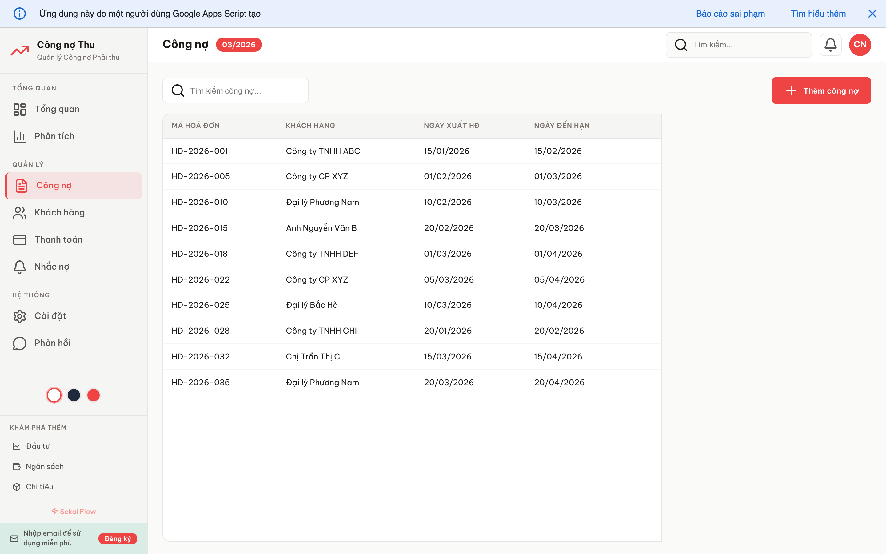 Công nợ Thu screenshot 4