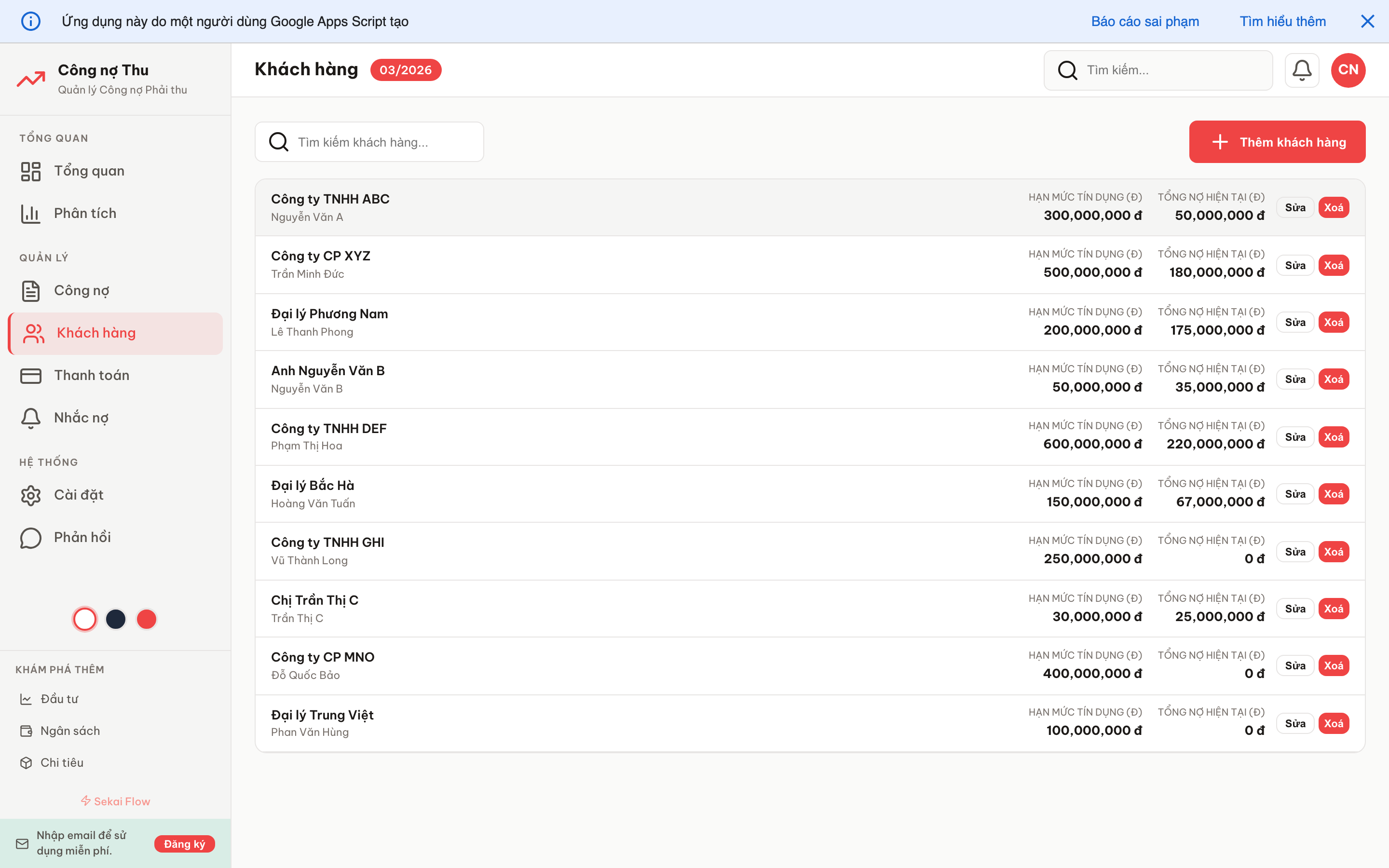 Công nợ Thu screenshot 5