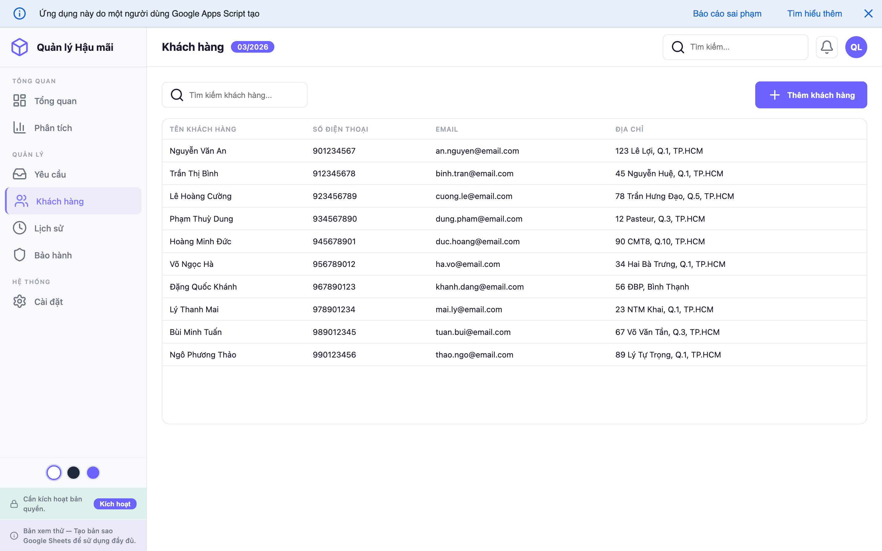 Quản lý Hậu mãi screenshot 4
