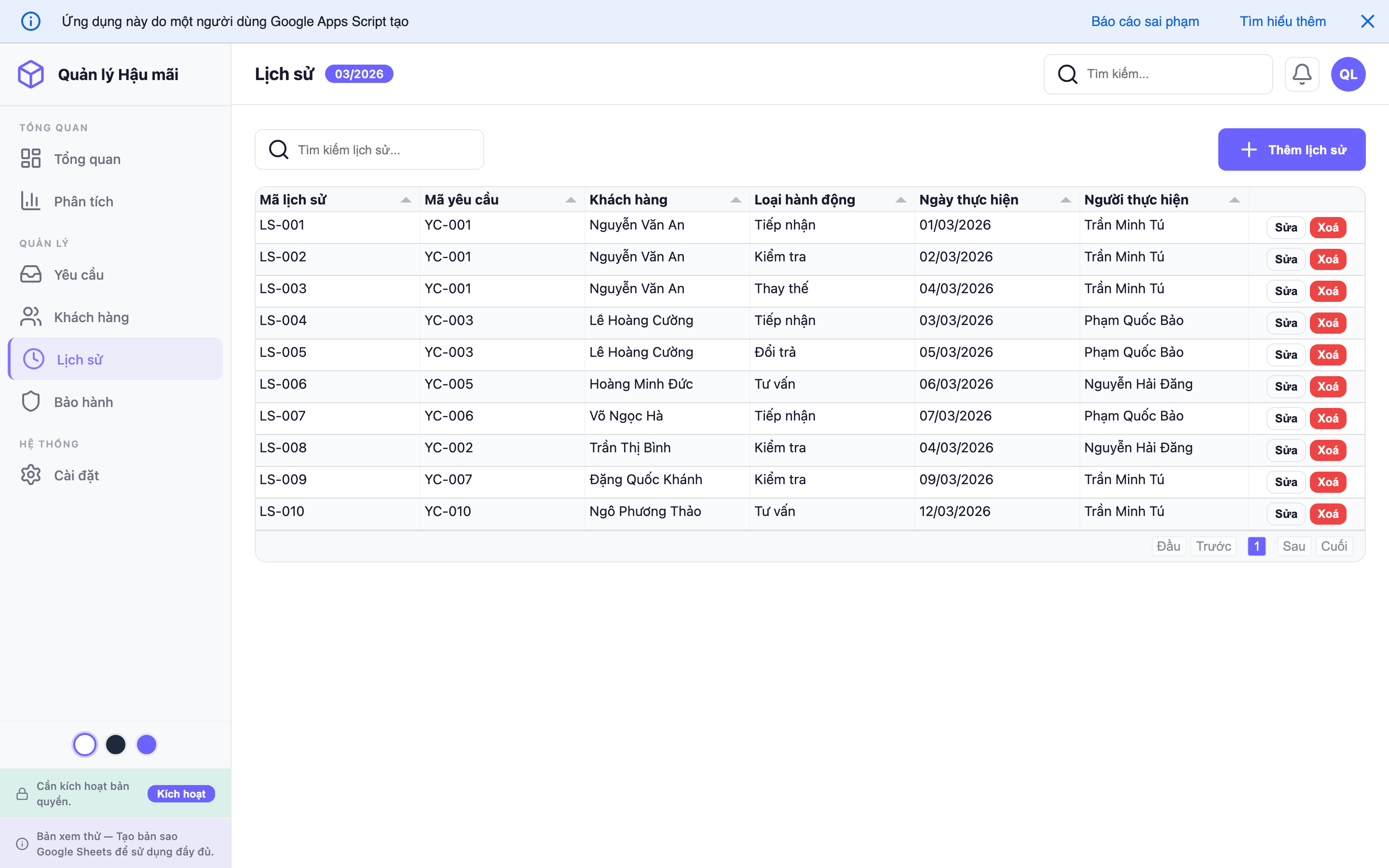 Quản lý Hậu mãi screenshot 5
