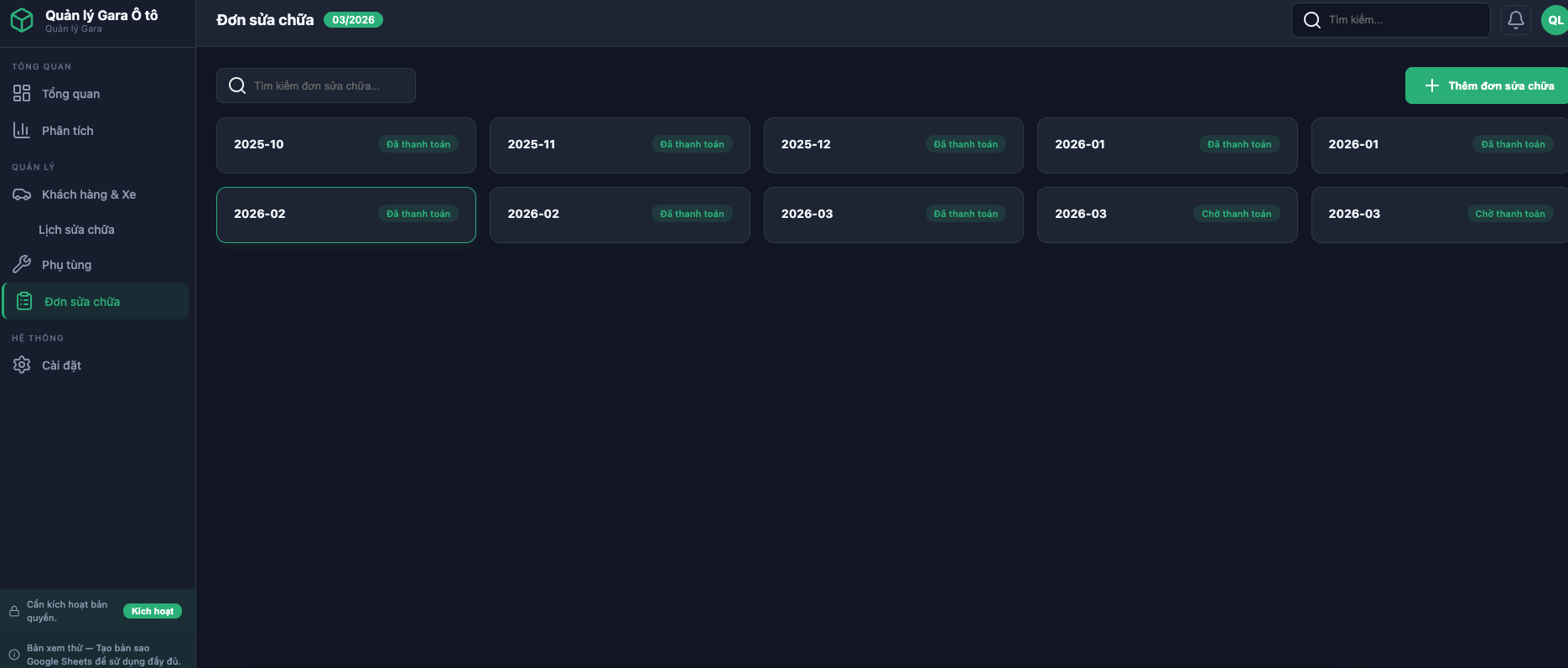 Quản lý Gara Ô tô screenshot 6