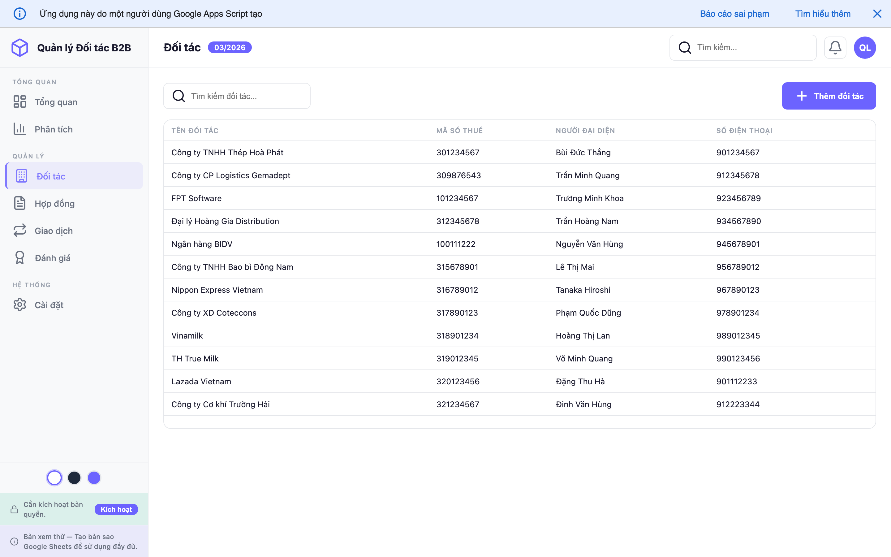 Quản lý Đối tác screenshot 3