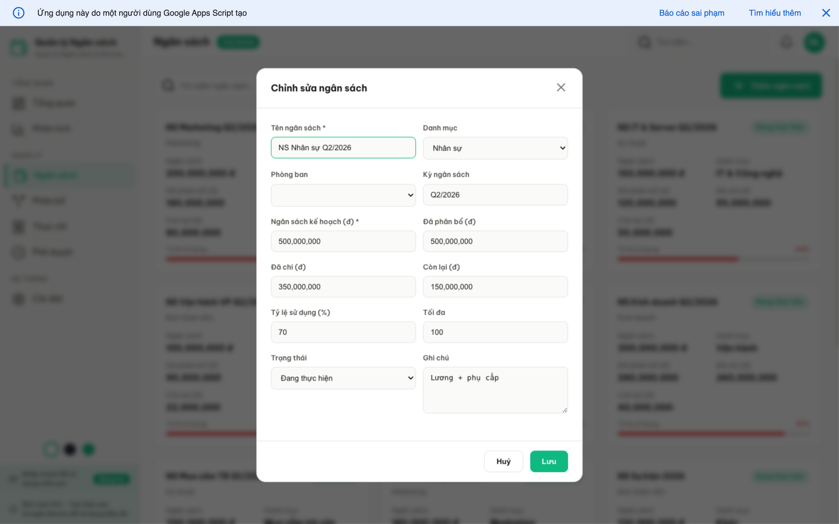 Ngân sách screenshot 5