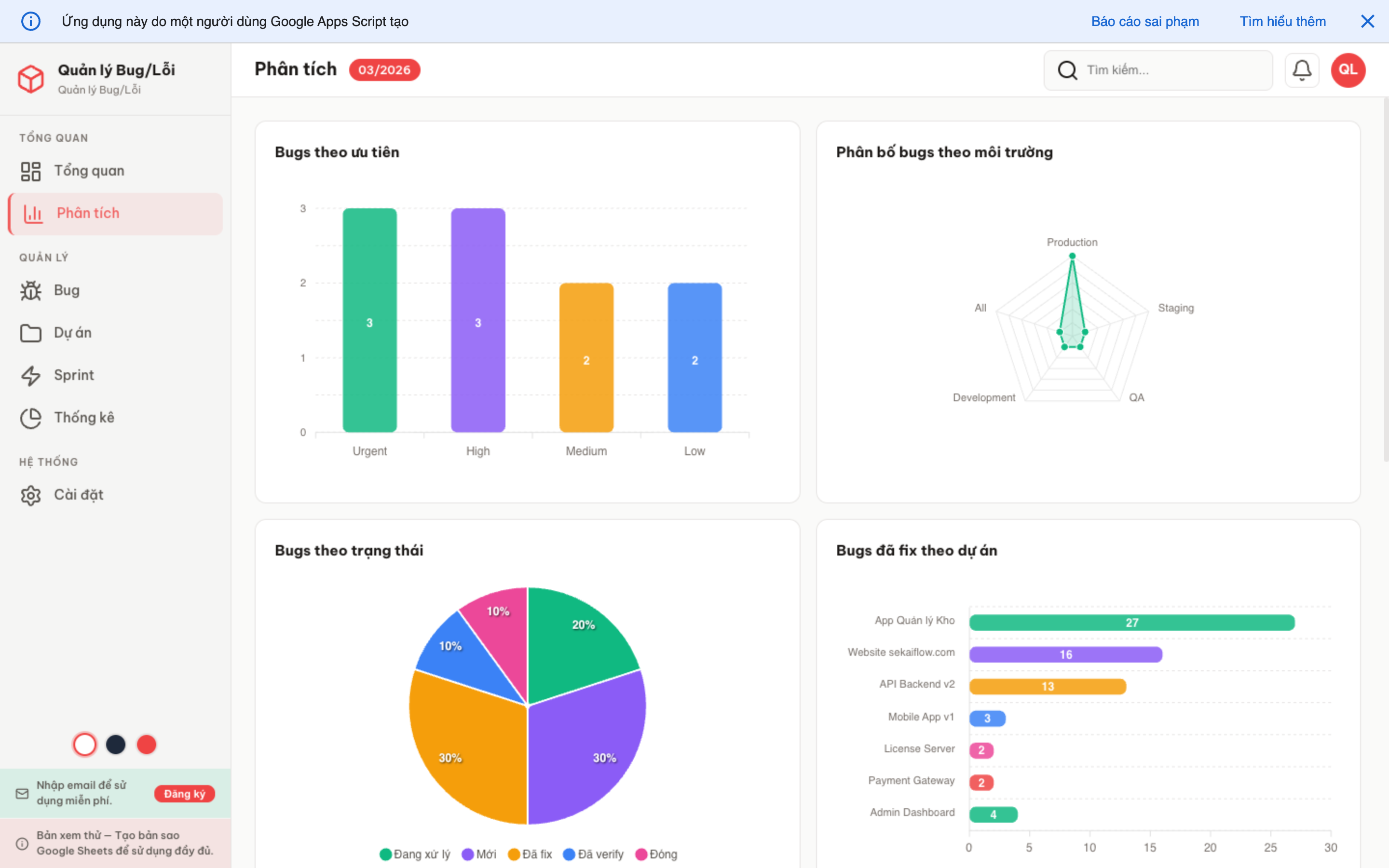 Theo dõi Lỗi screenshot 2