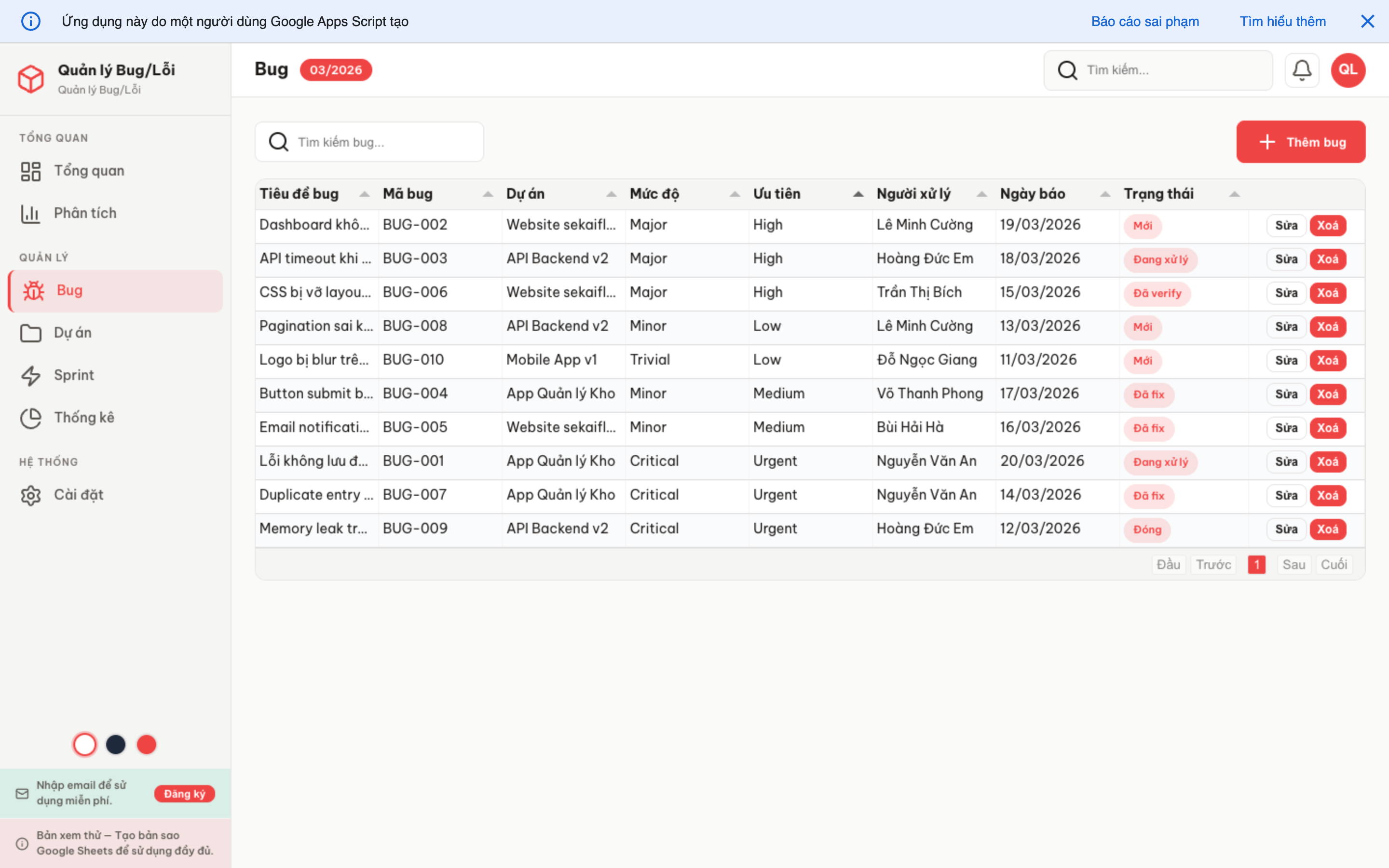 Theo dõi Lỗi screenshot 4