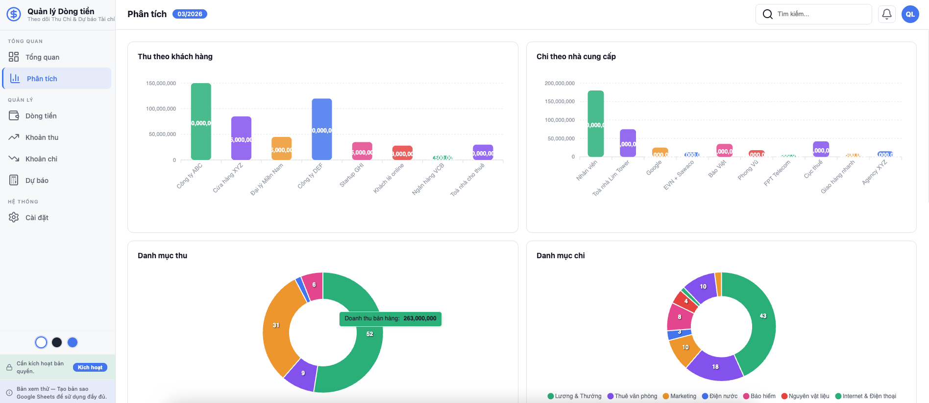 Quản lý Dòng tiền screenshot 2