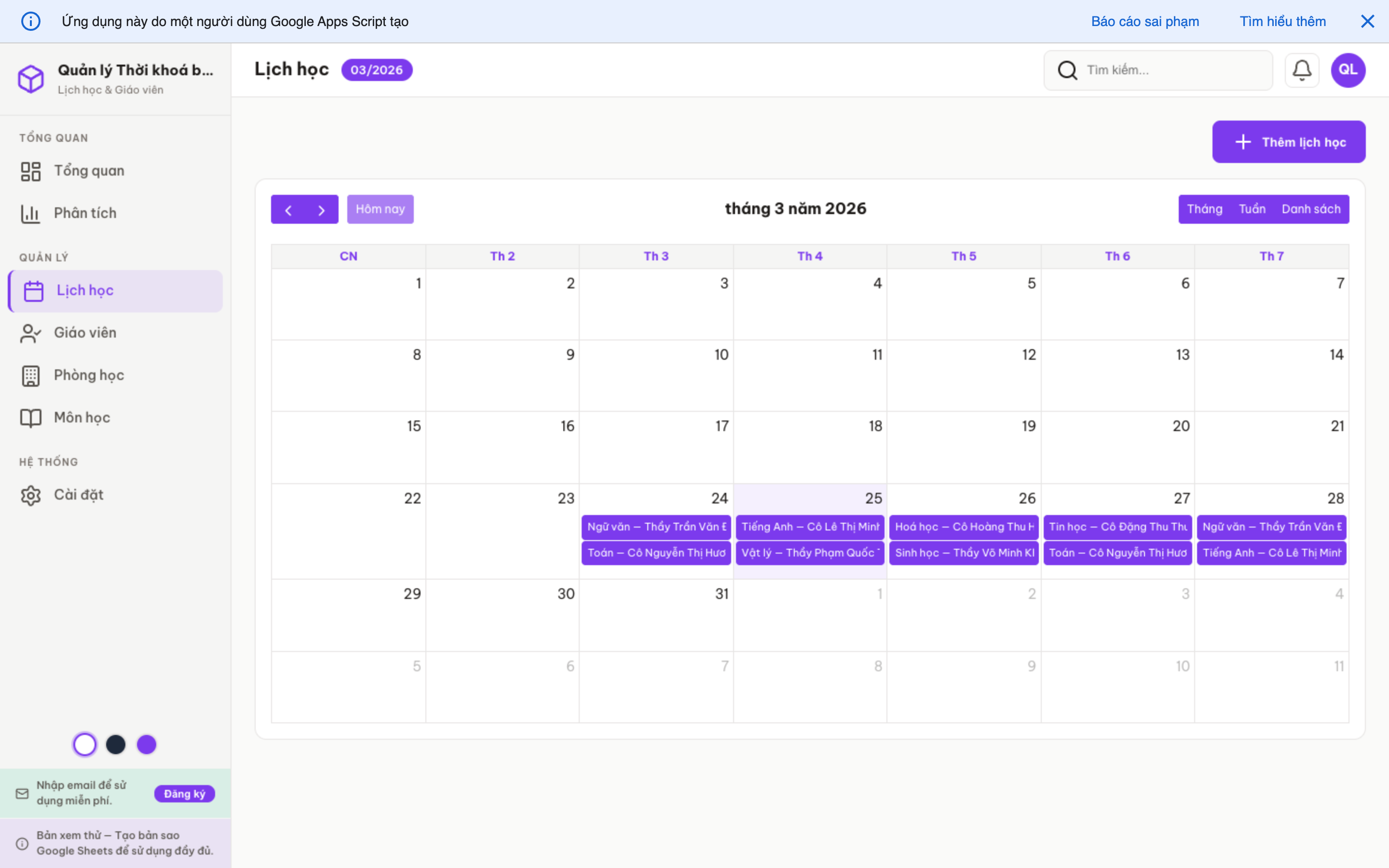 Thời khoá biểu screenshot 4