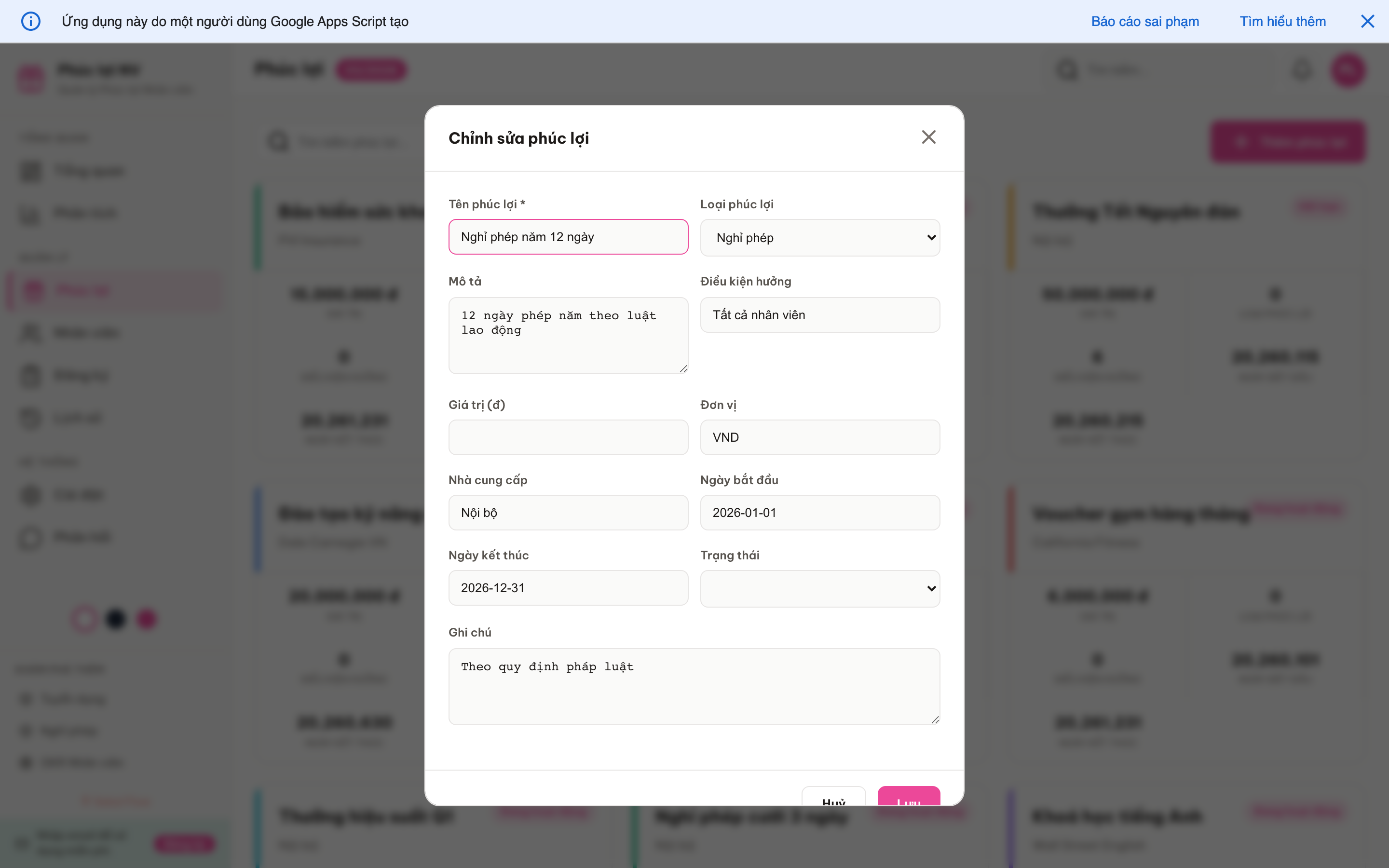 Phúc lợi NV screenshot 5