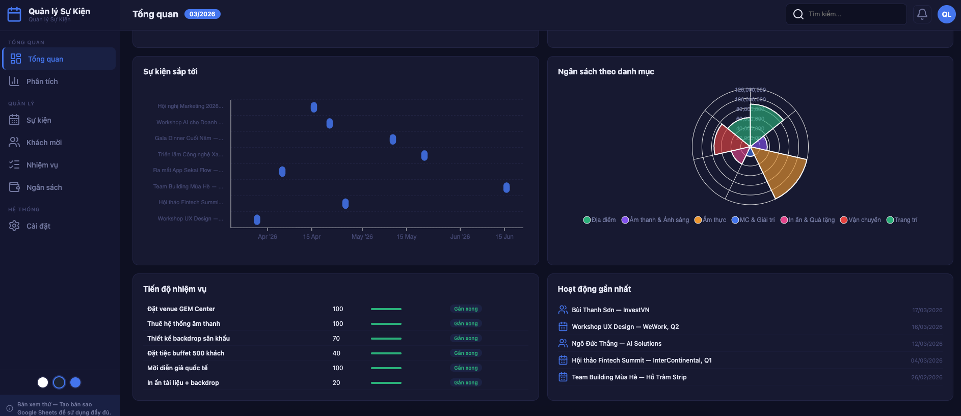 Quản lý Sự kiện screenshot 1