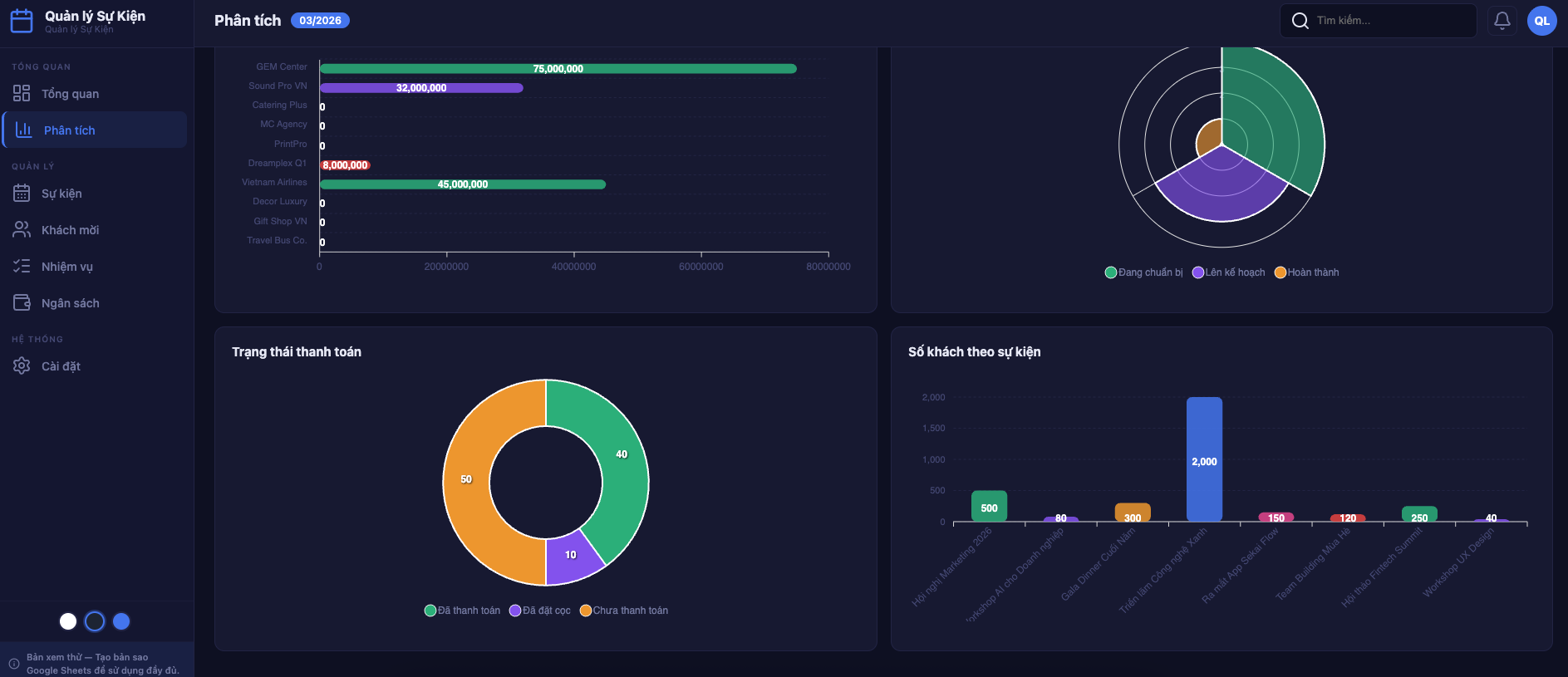 Quản lý Sự kiện screenshot 3