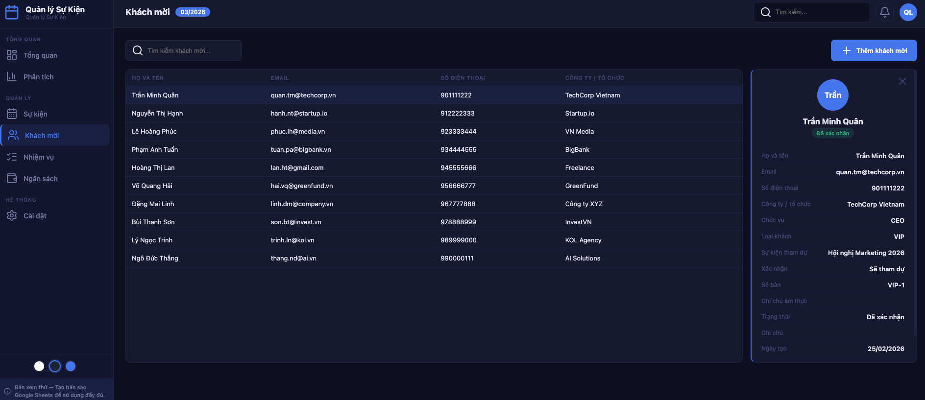 Quản lý Sự kiện screenshot 5