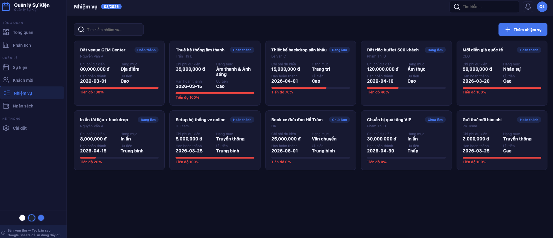 Quản lý Sự kiện screenshot 6