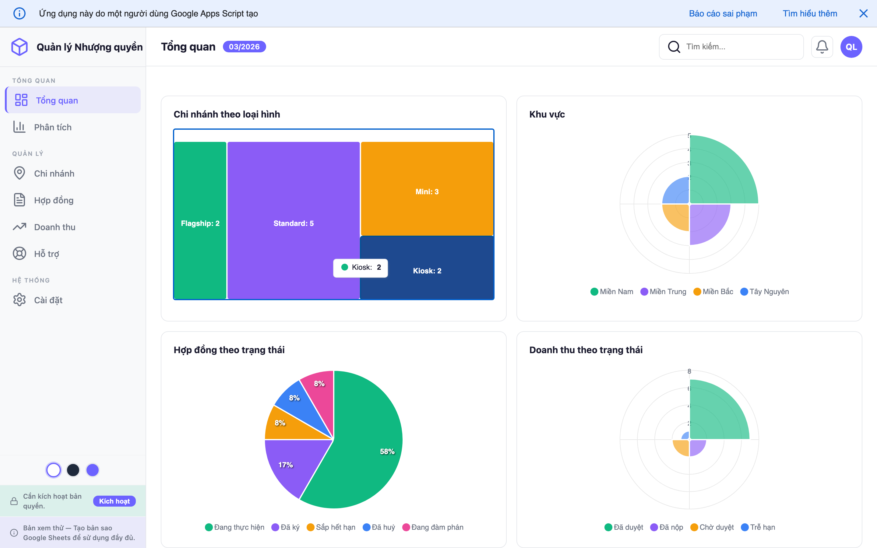 Quản lý Nhượng quyền screenshot 1