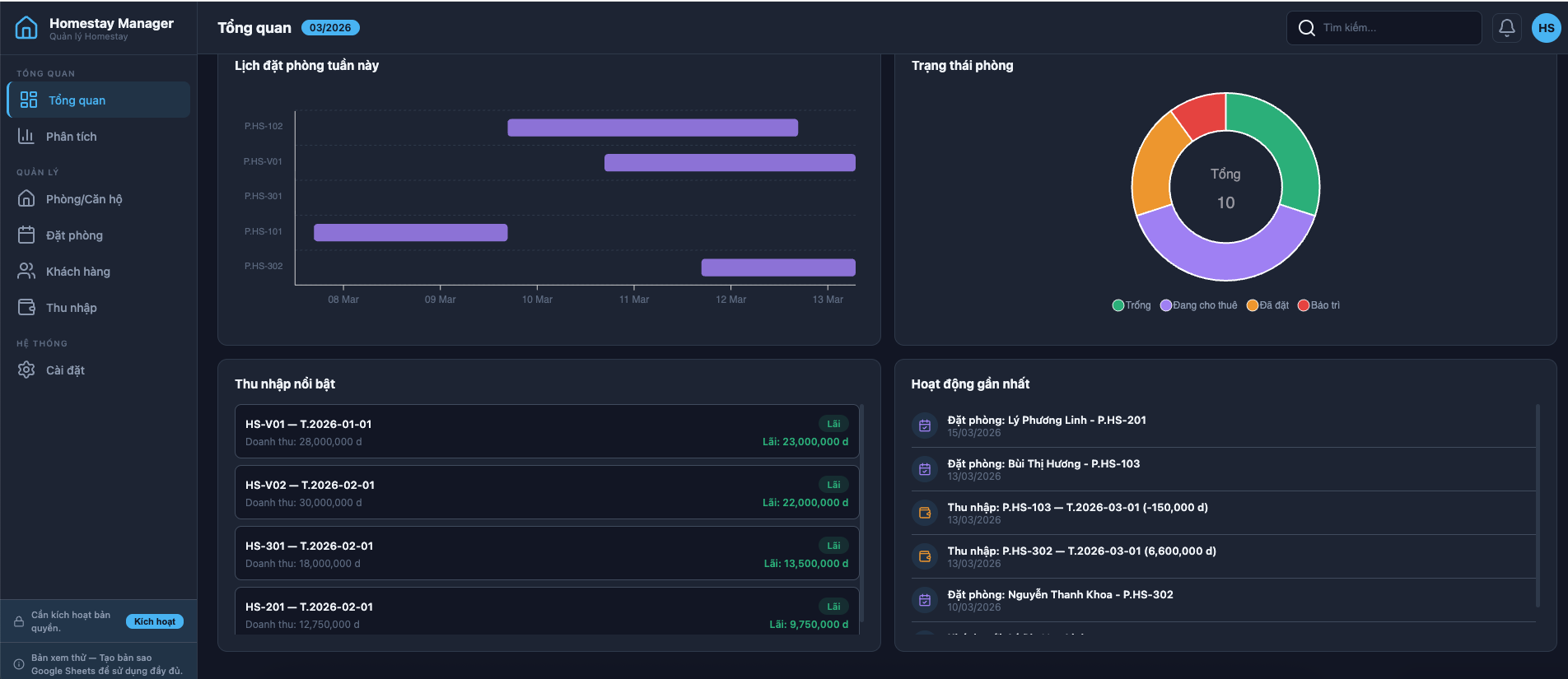 Quản lý Homestay screenshot 1