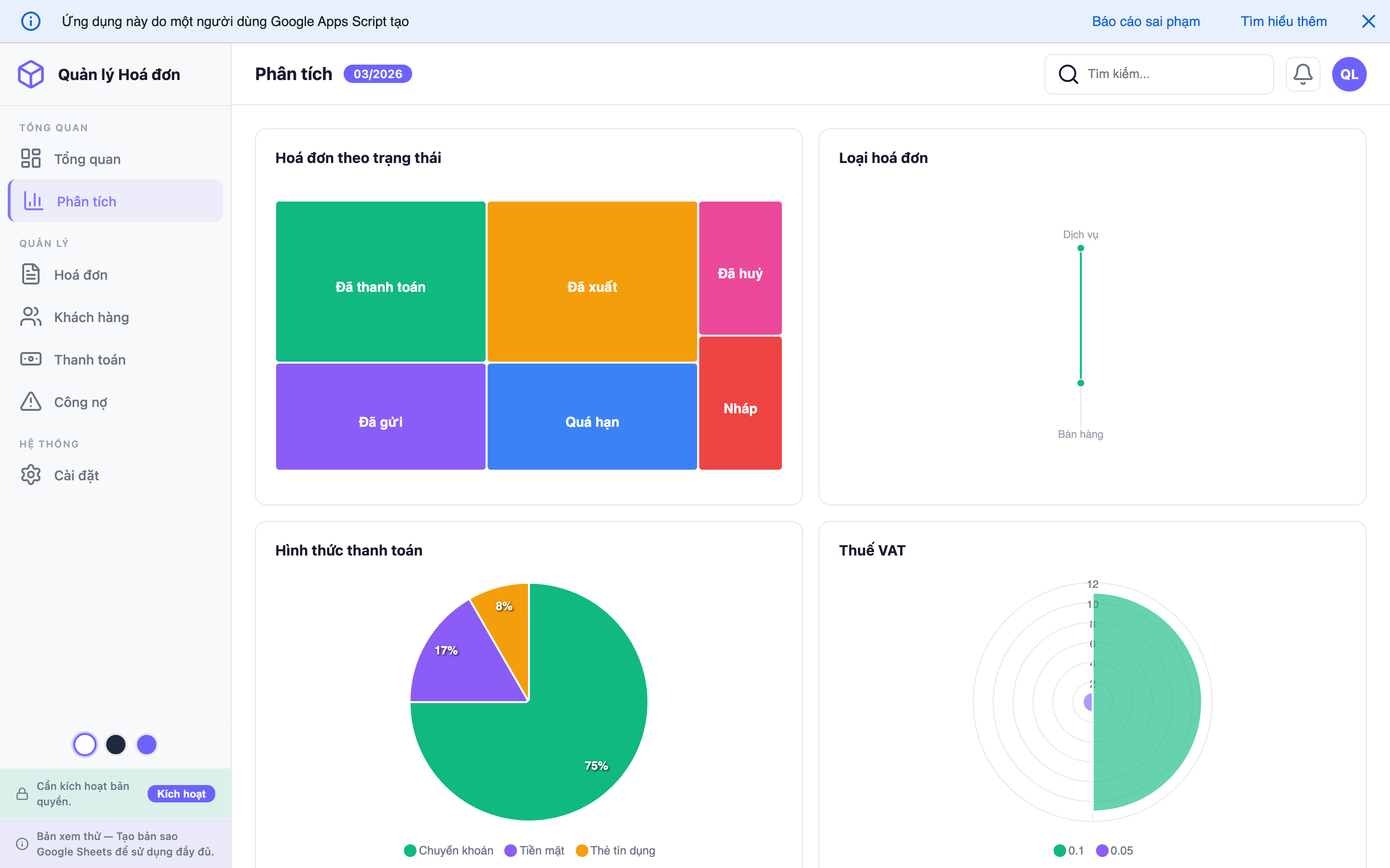 Quản lý Hoá đơn screenshot 2