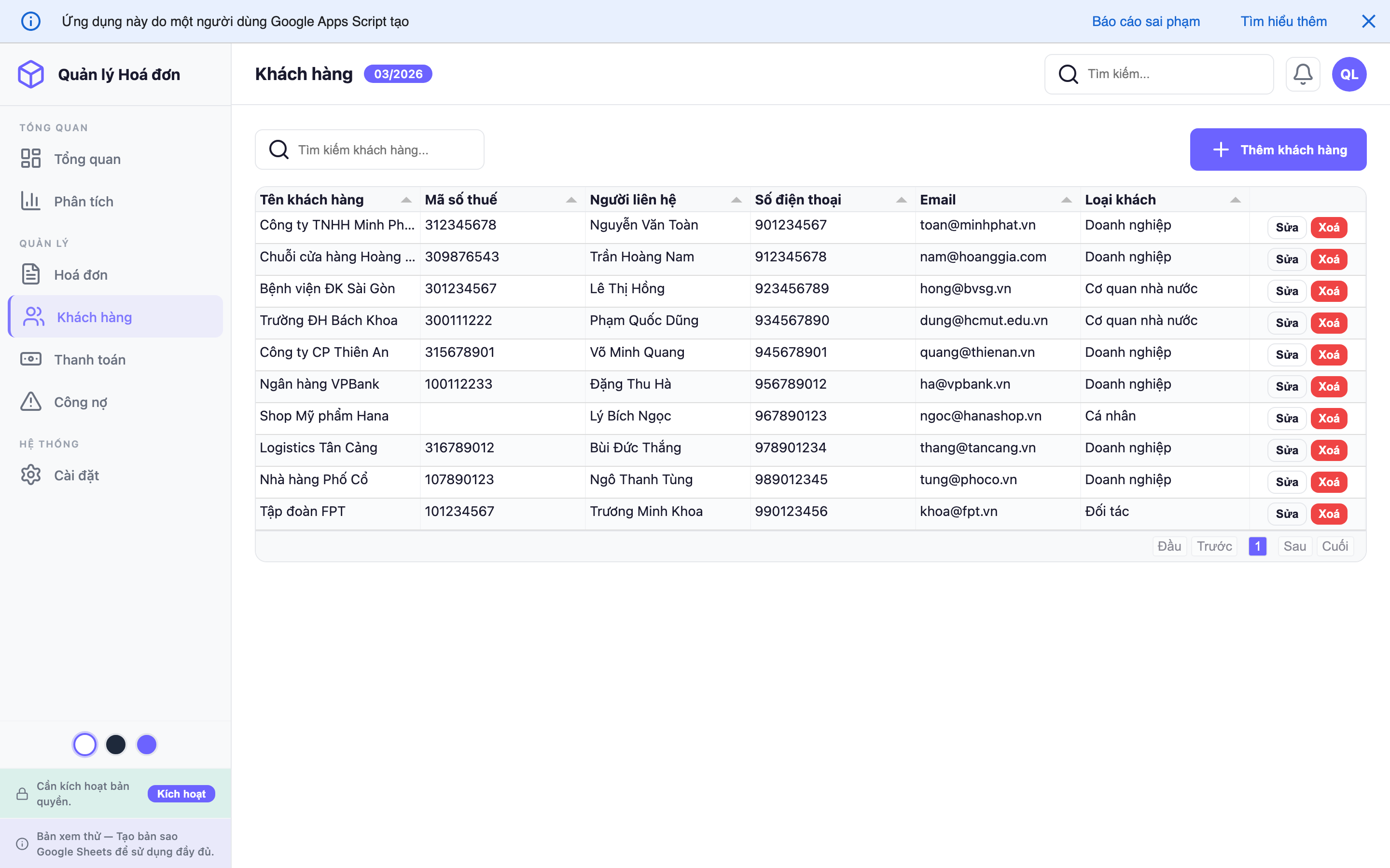Quản lý Hoá đơn screenshot 4