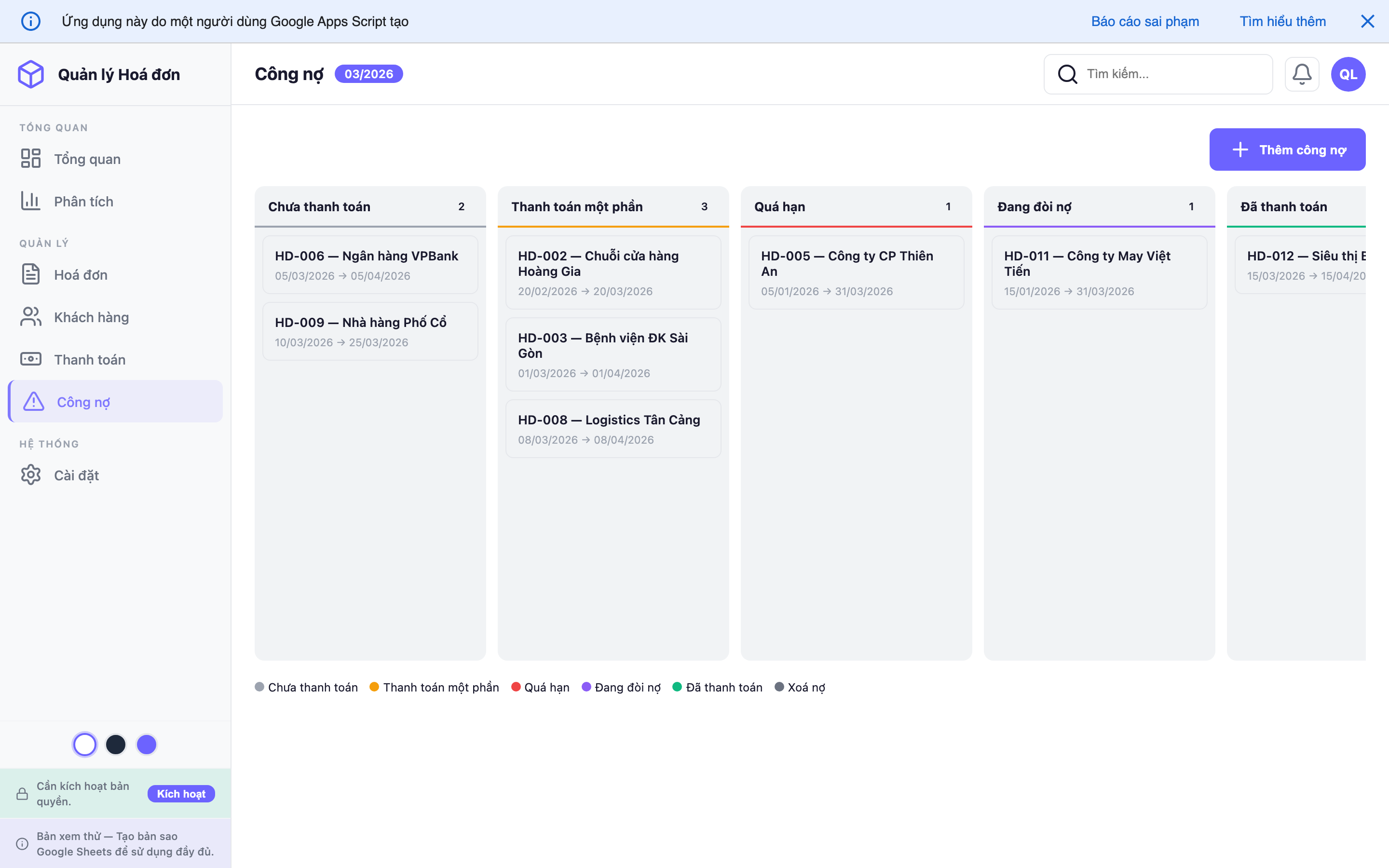 Quản lý Hoá đơn screenshot 6