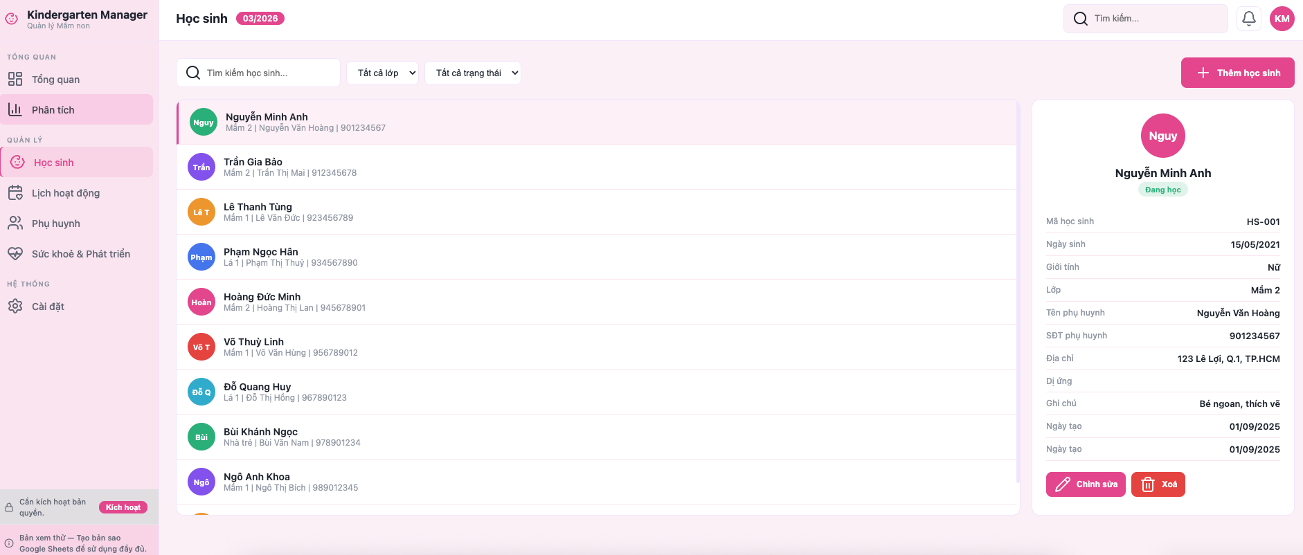Quản lý Mẫu giáo screenshot 4