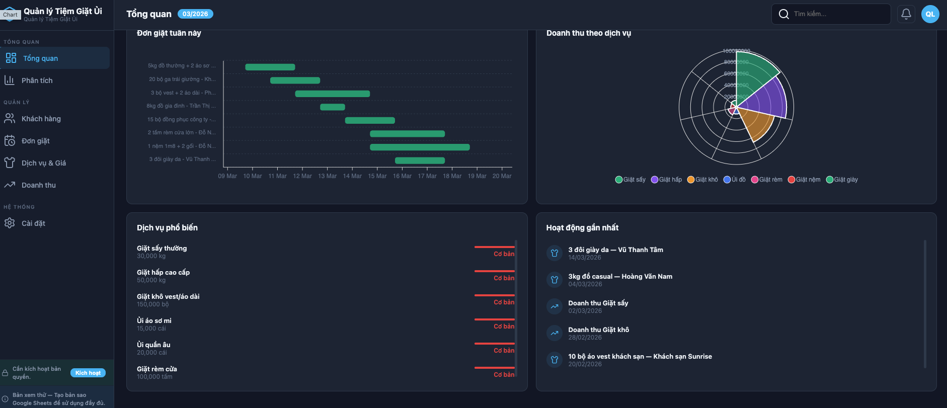 Quản lý Tiệm Giặt Ủi screenshot 1