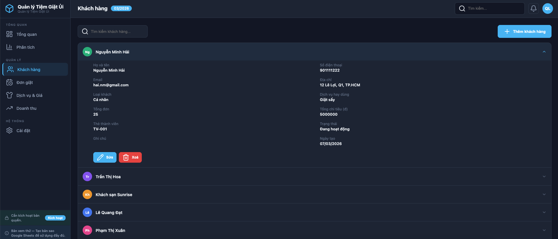 Quản lý Tiệm Giặt Ủi screenshot 4