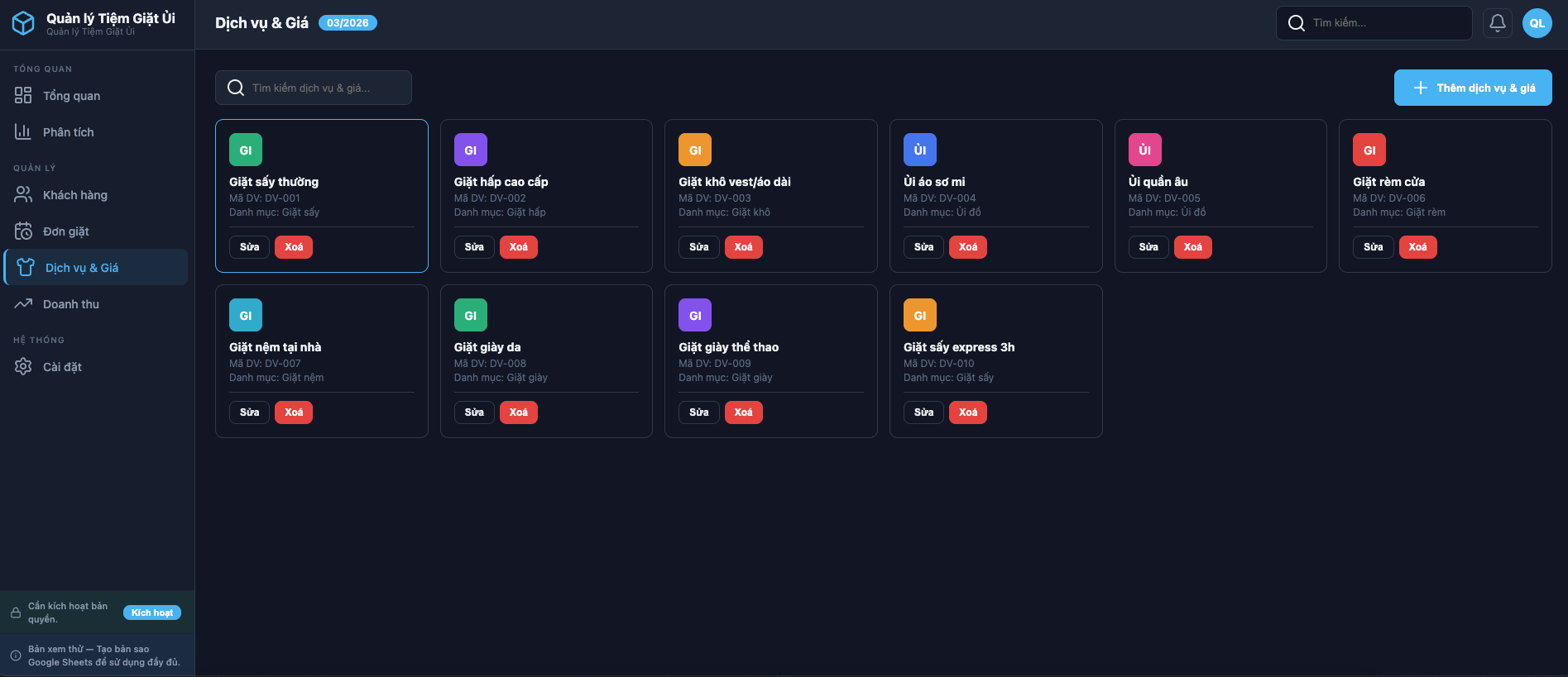 Quản lý Tiệm Giặt Ủi screenshot 6
