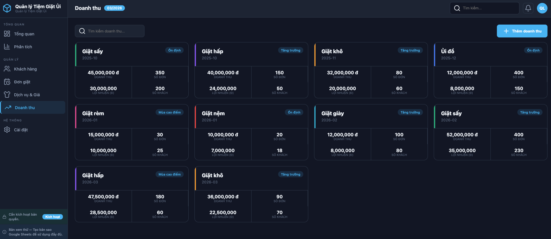 Quản lý Tiệm Giặt Ủi screenshot 7