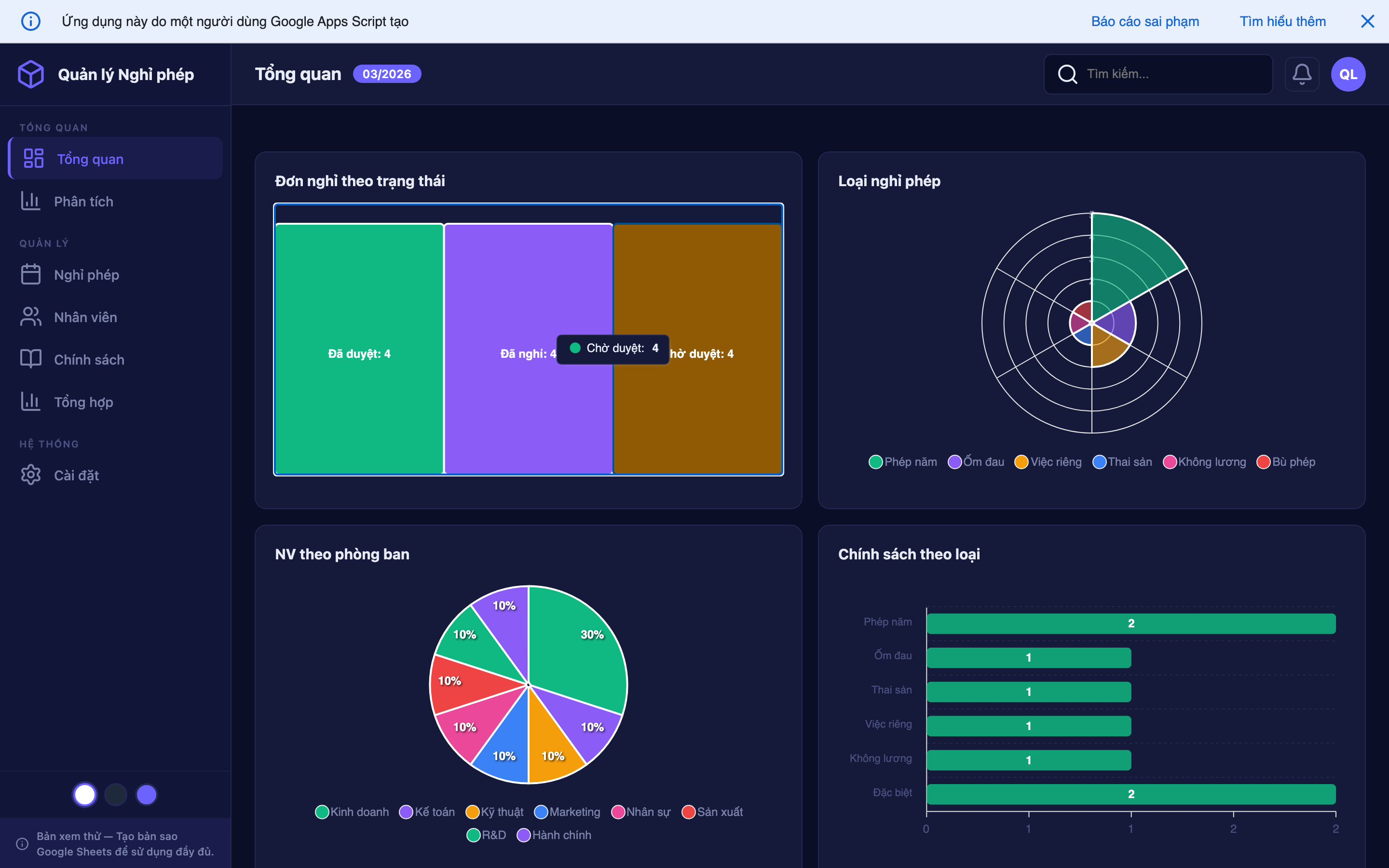 Quản lý Nghỉ phép screenshot 1