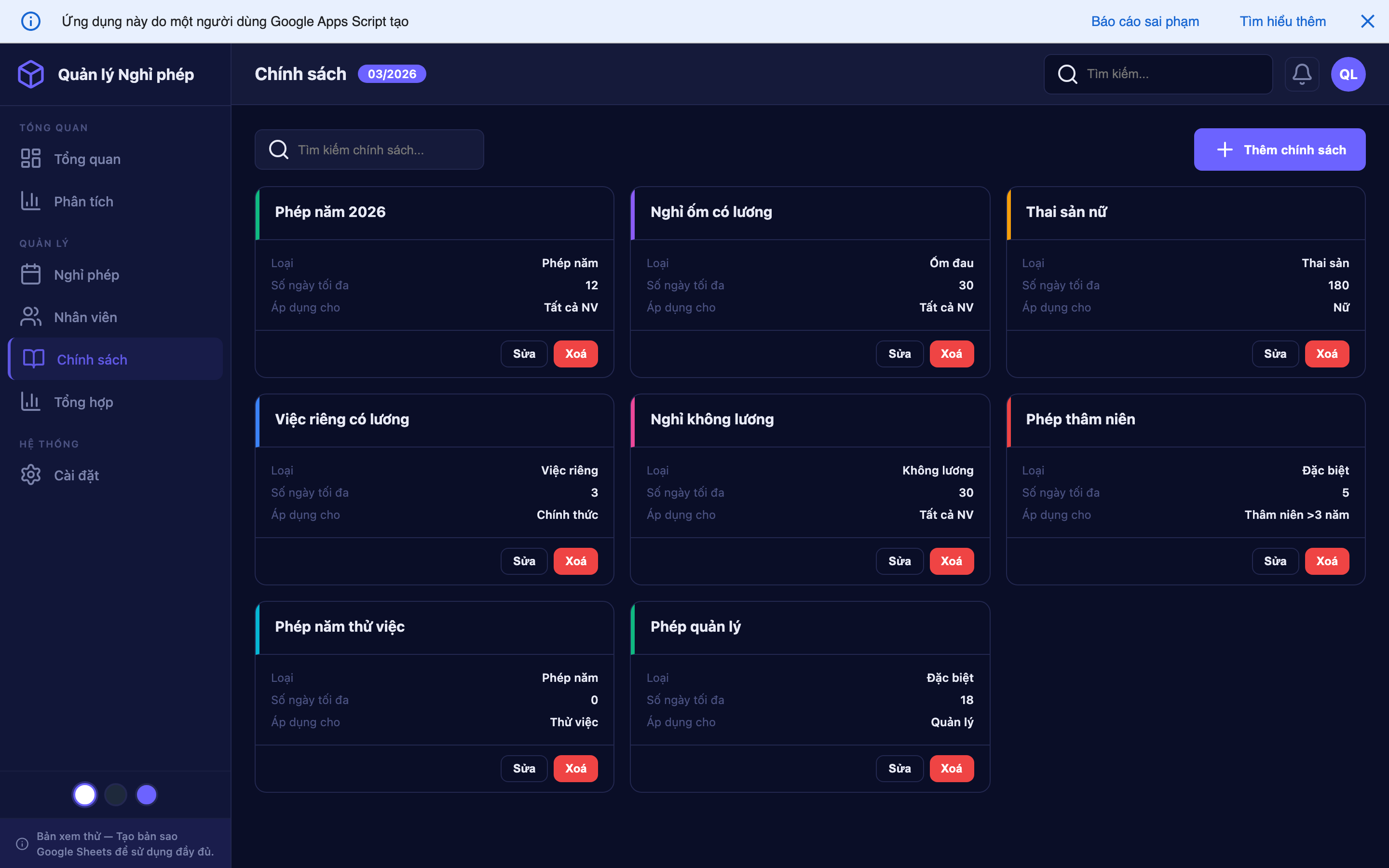 Quản lý Nghỉ phép screenshot 5