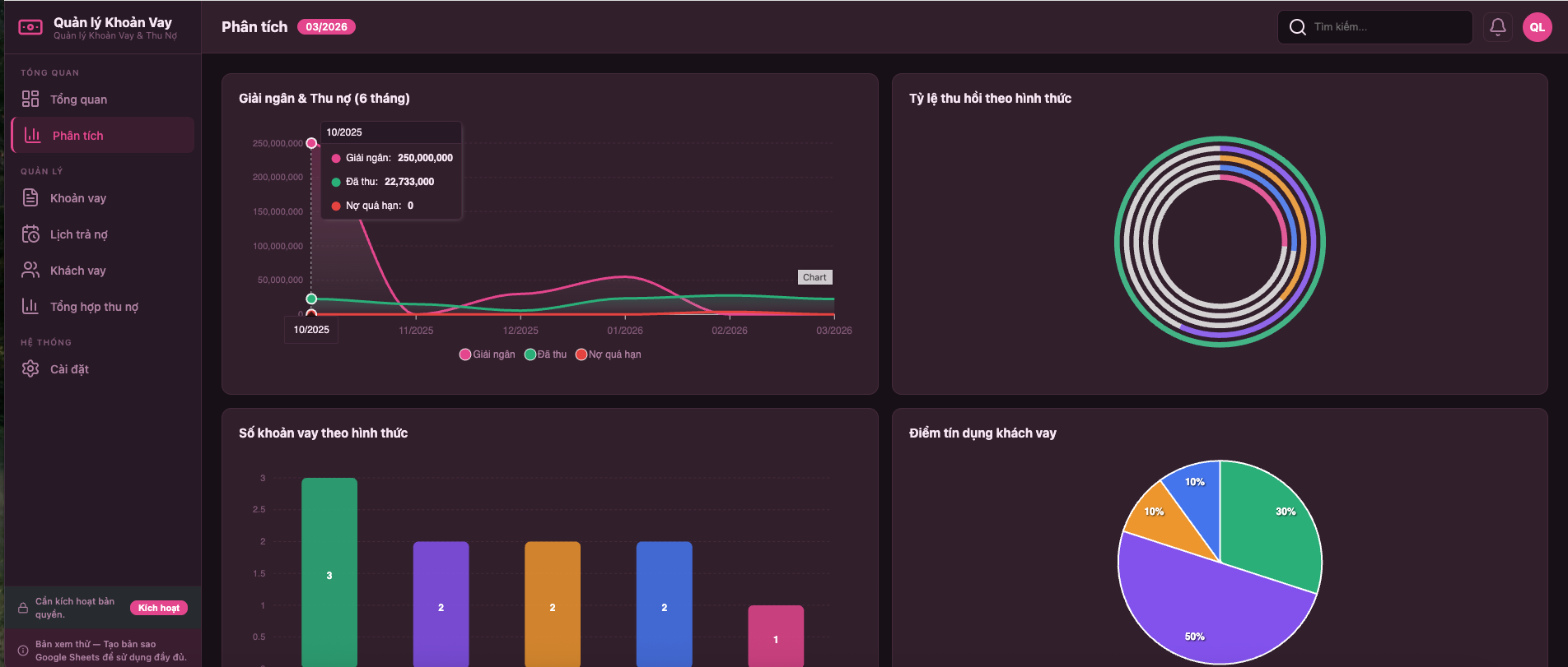 Quản lý Khoản Vay screenshot 2