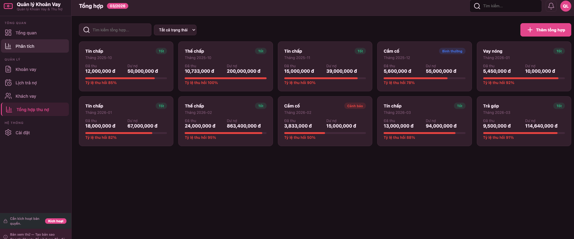 Quản lý Khoản Vay screenshot 6