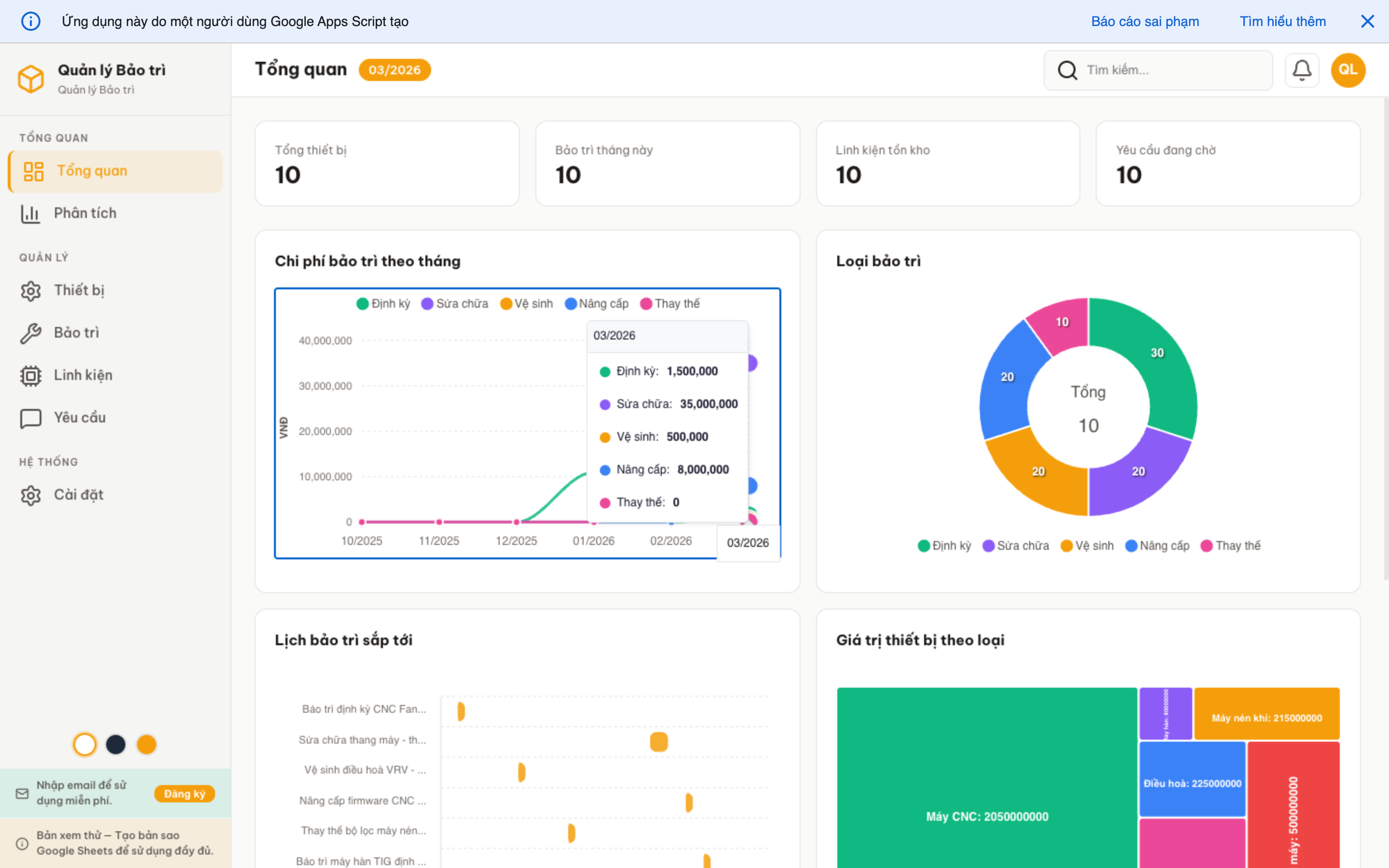 Bảo trì screenshot 1