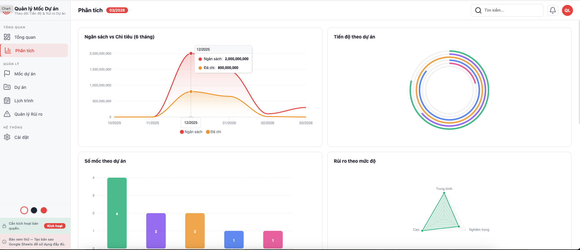 Quản lý Mốc Dự án screenshot 2