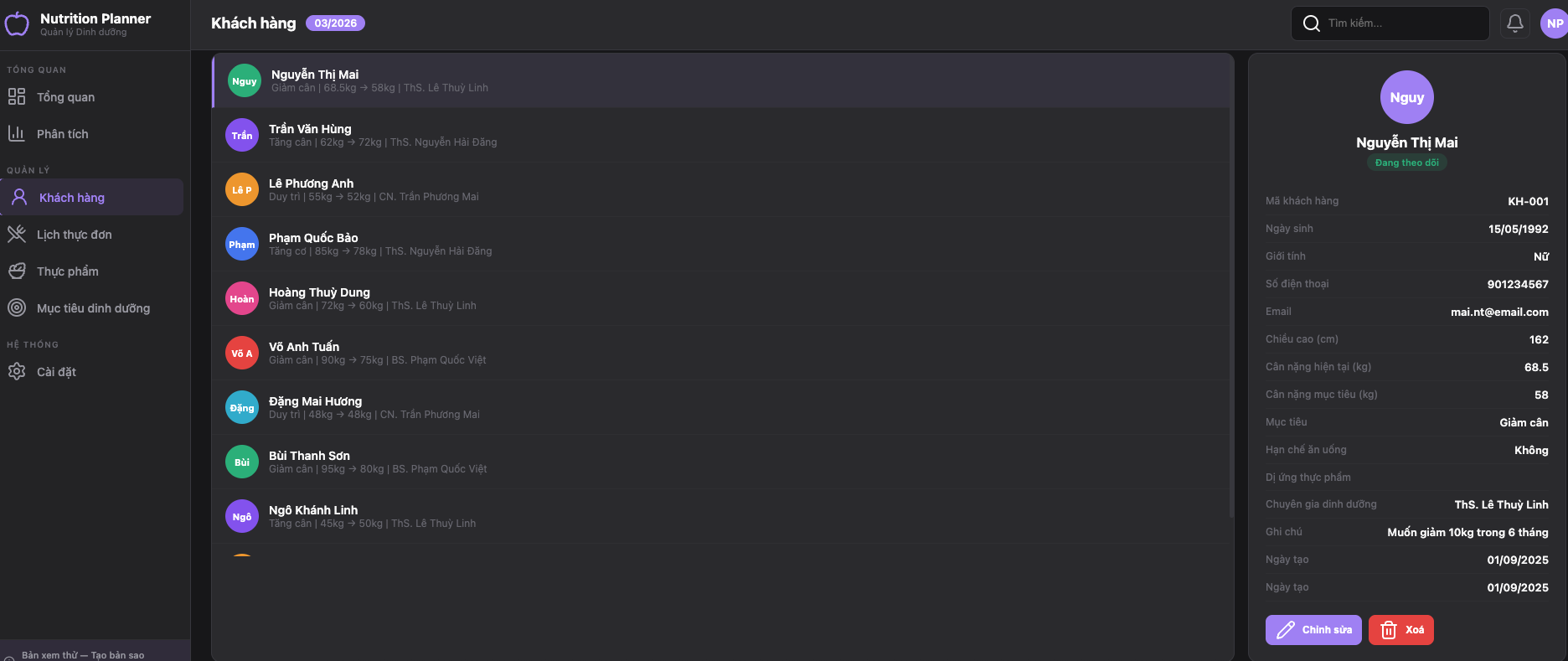 Kế hoạch Dinh dưỡng screenshot 4