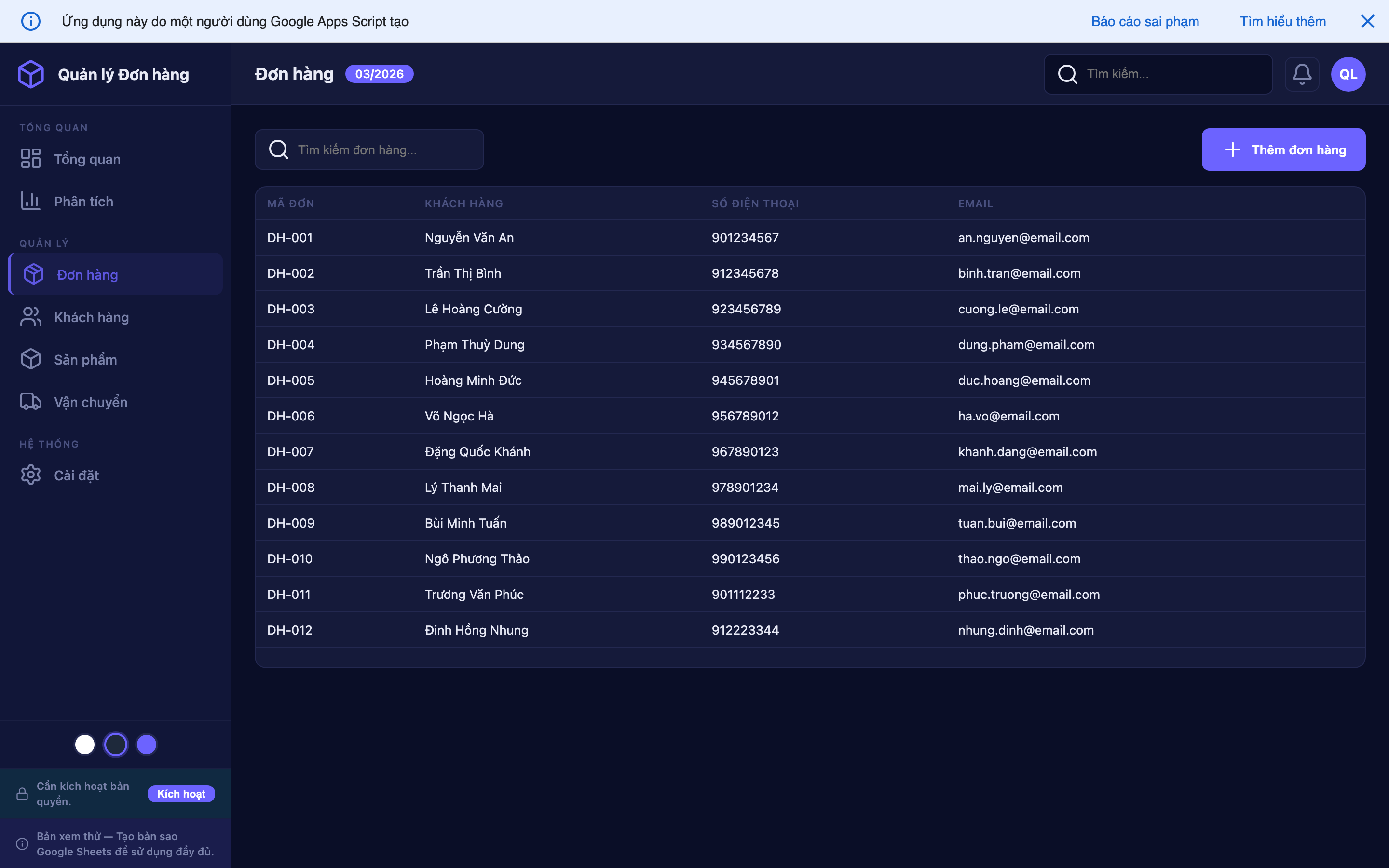 Quản lý Đơn hàng screenshot 3