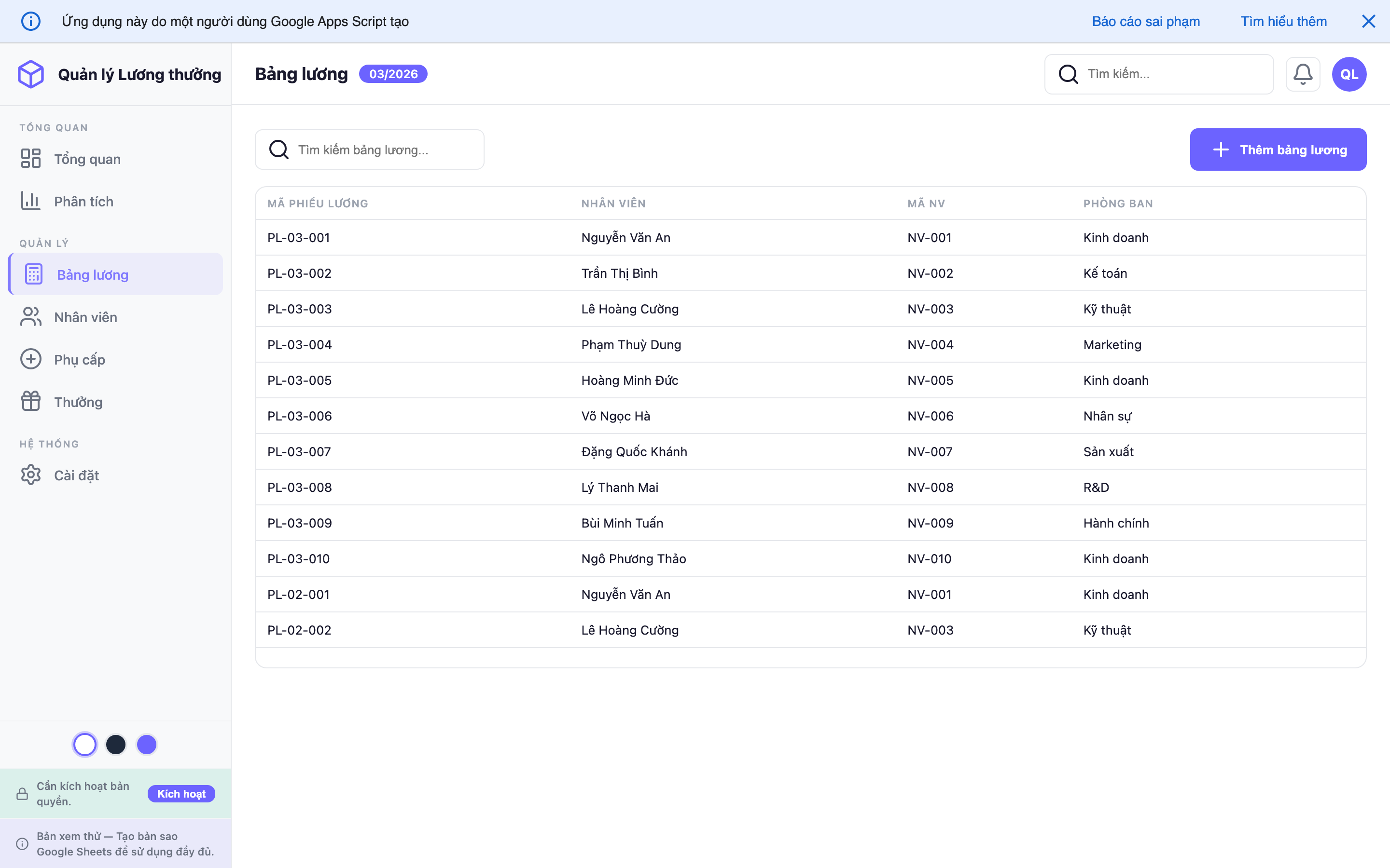 Quản lý Lương thưởng screenshot 3