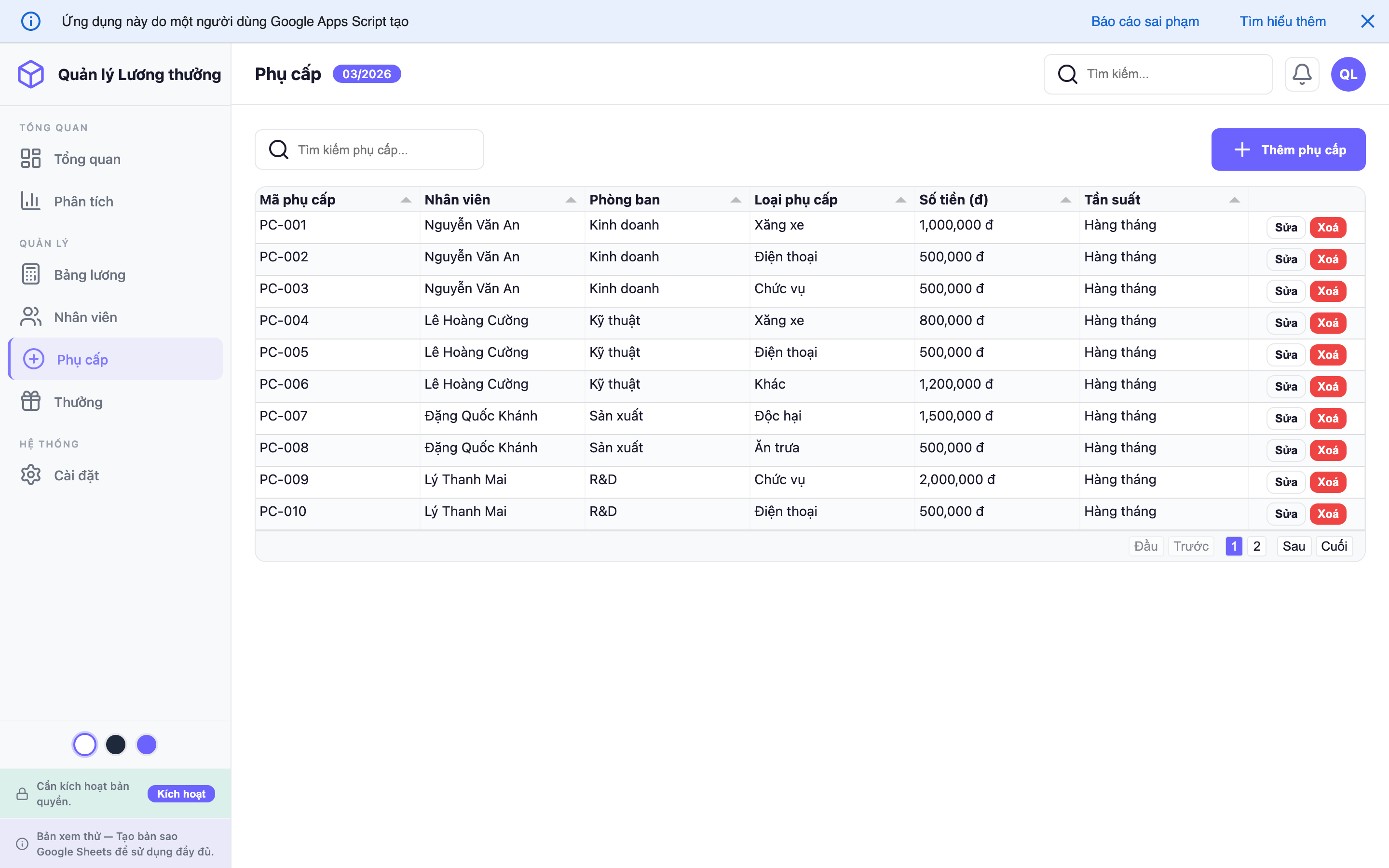 Quản lý Lương thưởng screenshot 5
