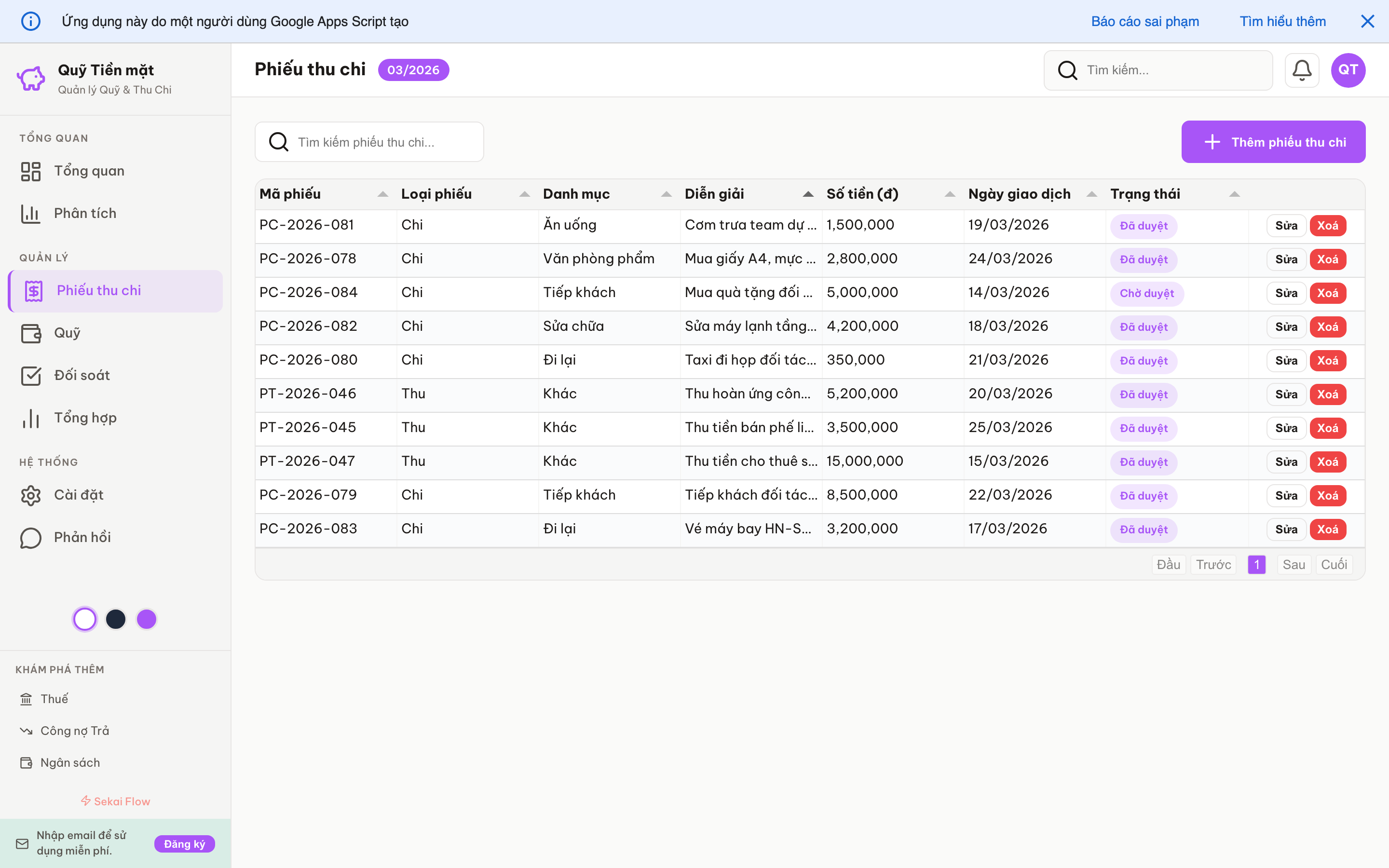 Quỹ Tiền mặt screenshot 4