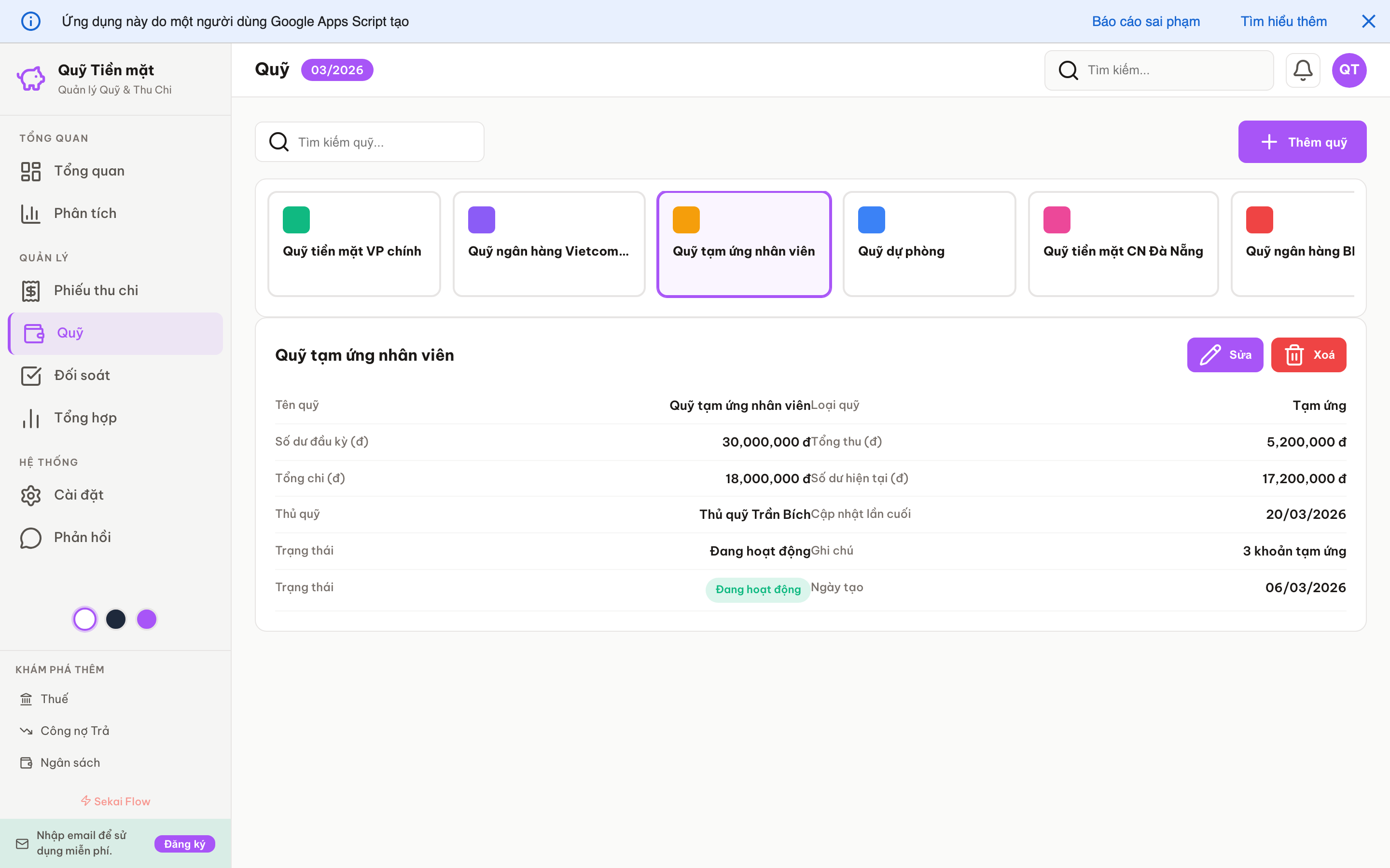 Quỹ Tiền mặt screenshot 6