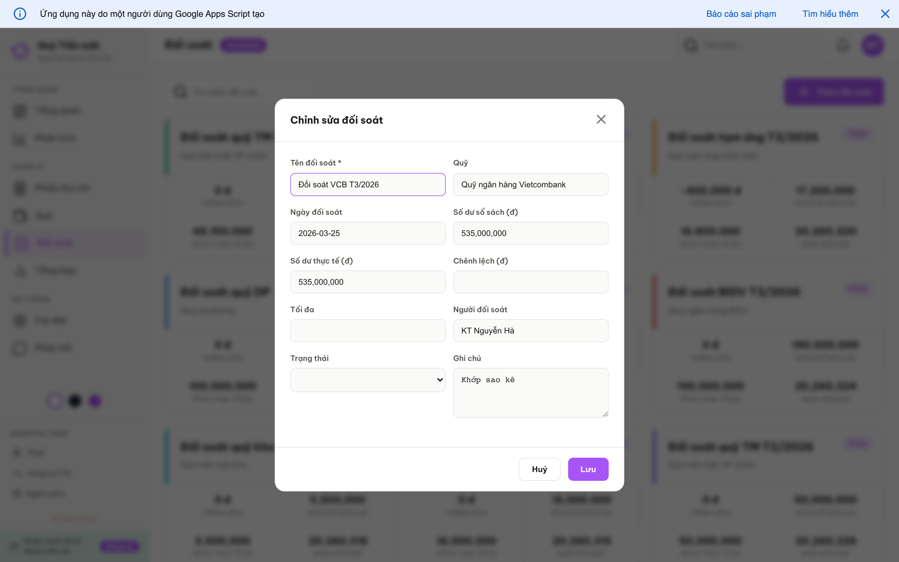 Quỹ Tiền mặt screenshot 7