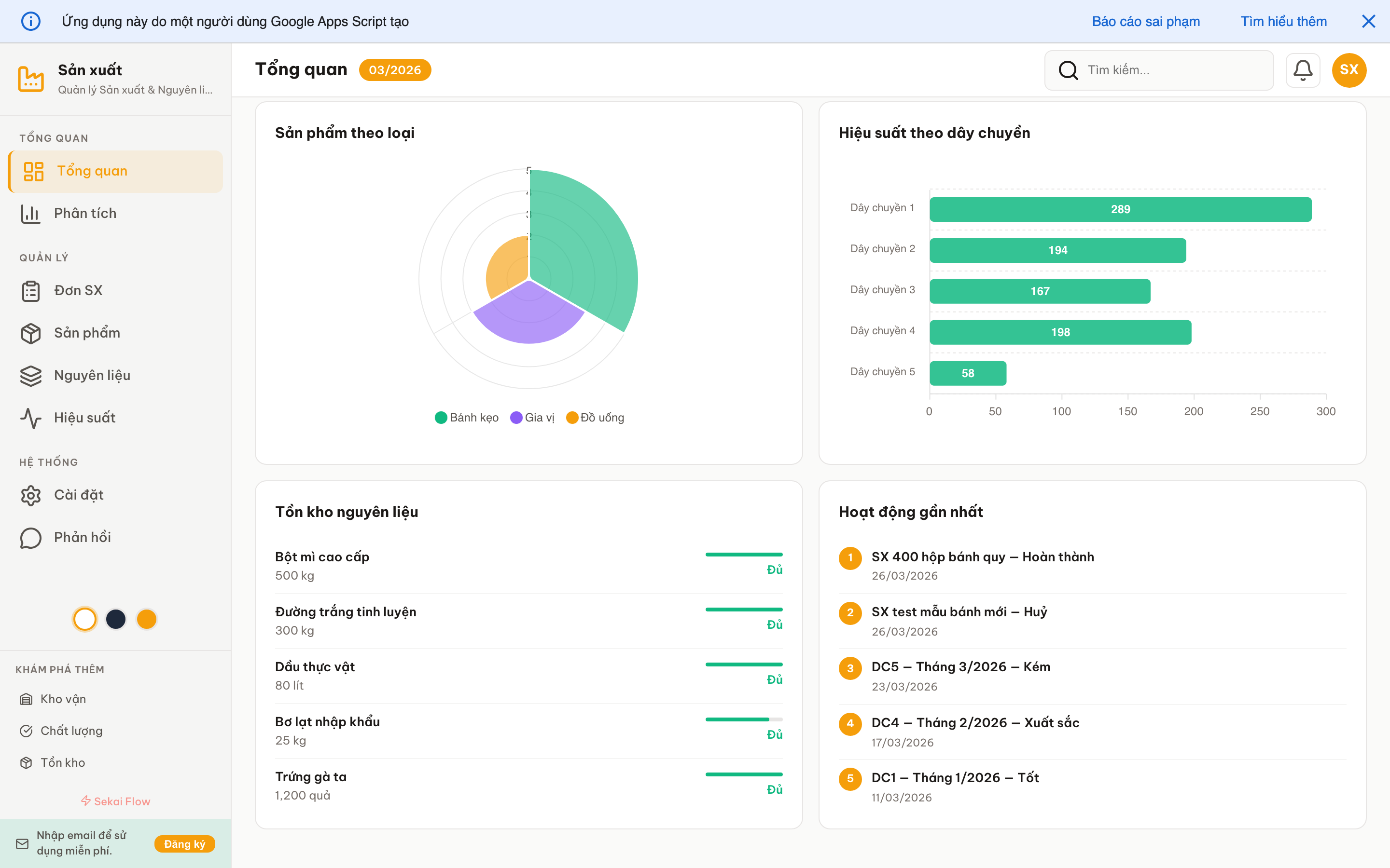 Sản xuất screenshot 1
