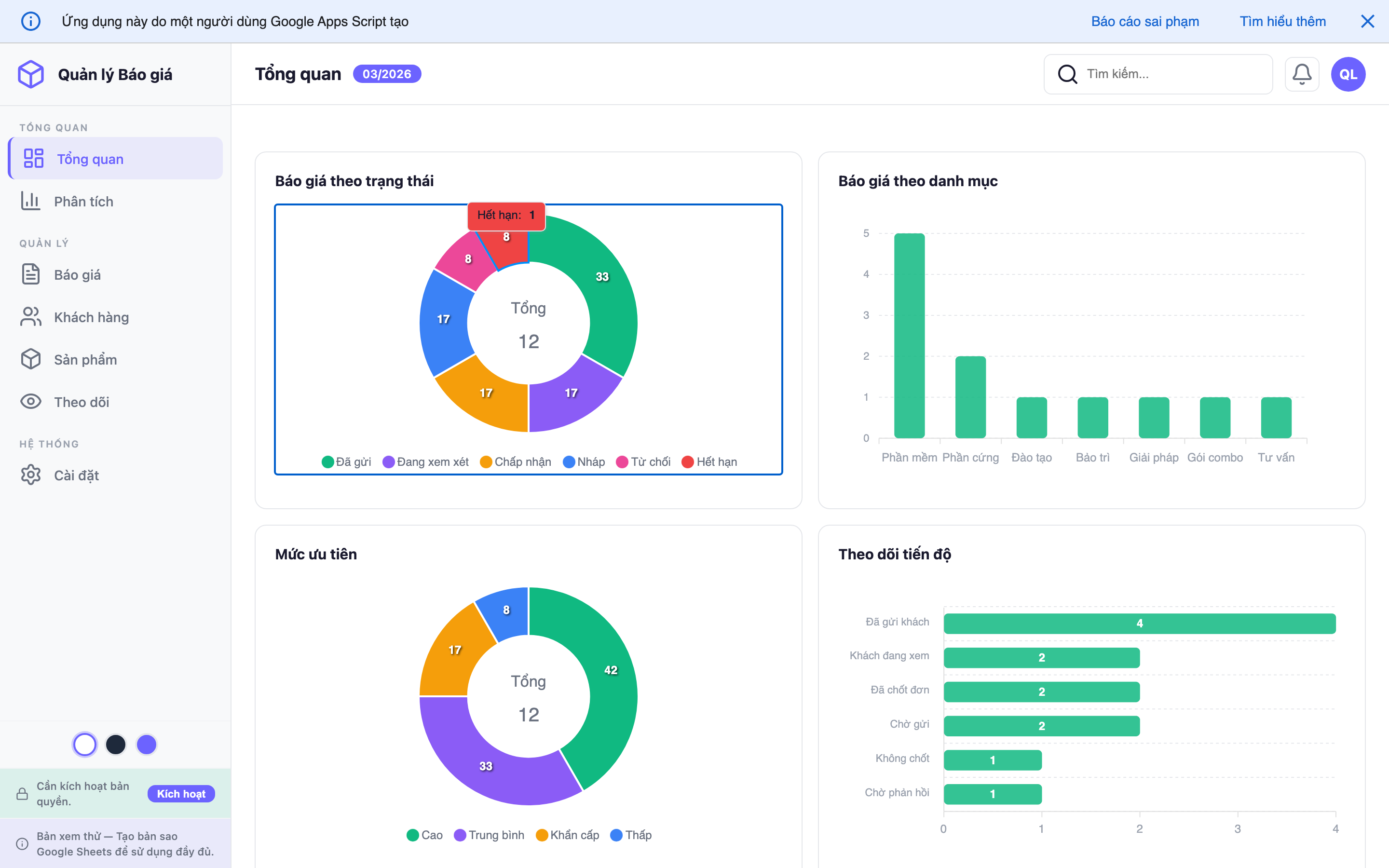 Quản lý Báo giá screenshot 1