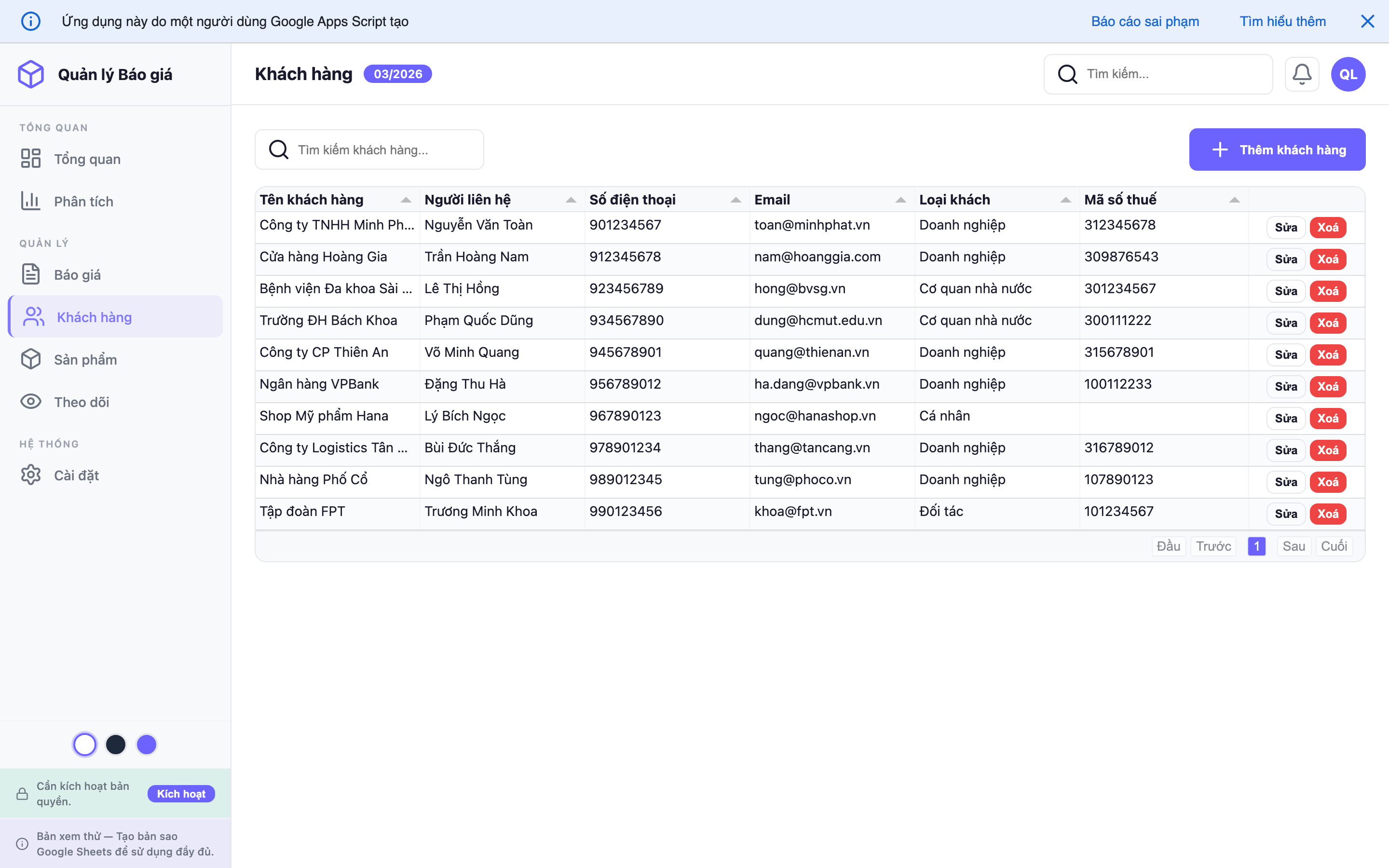 Quản lý Báo giá screenshot 4