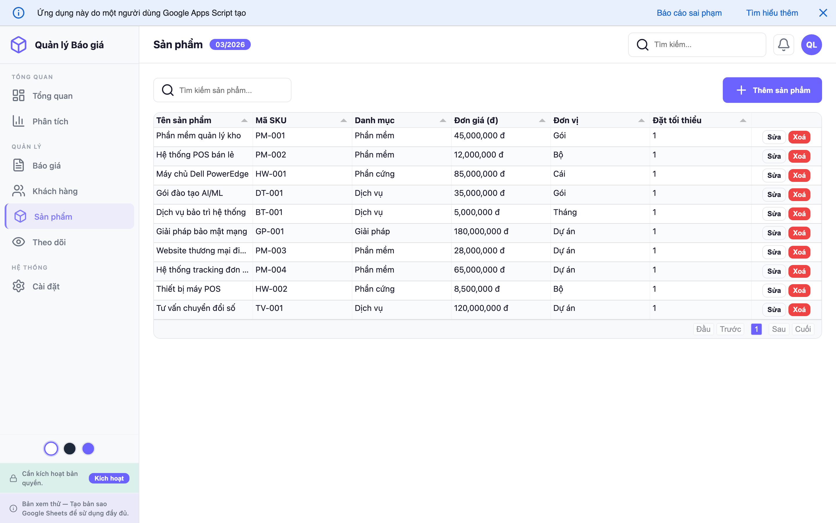 Quản lý Báo giá screenshot 5