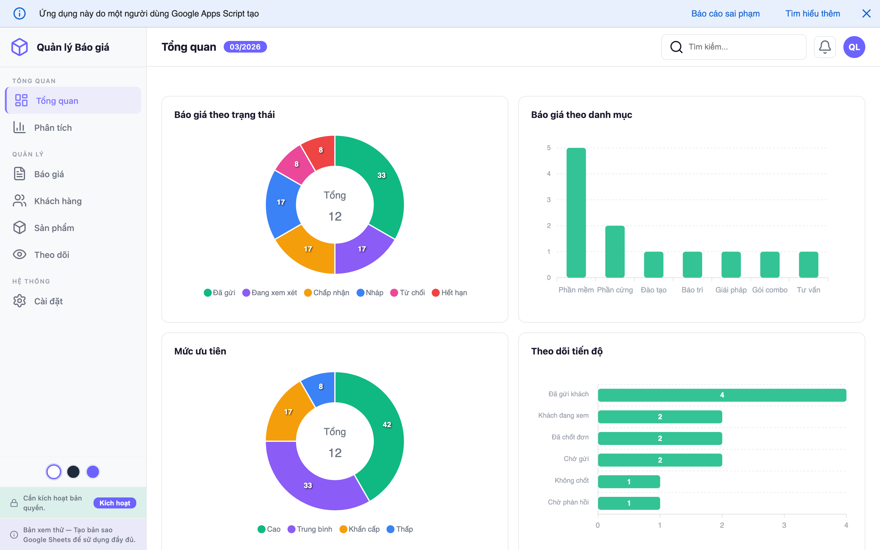 Quản lý Báo giá