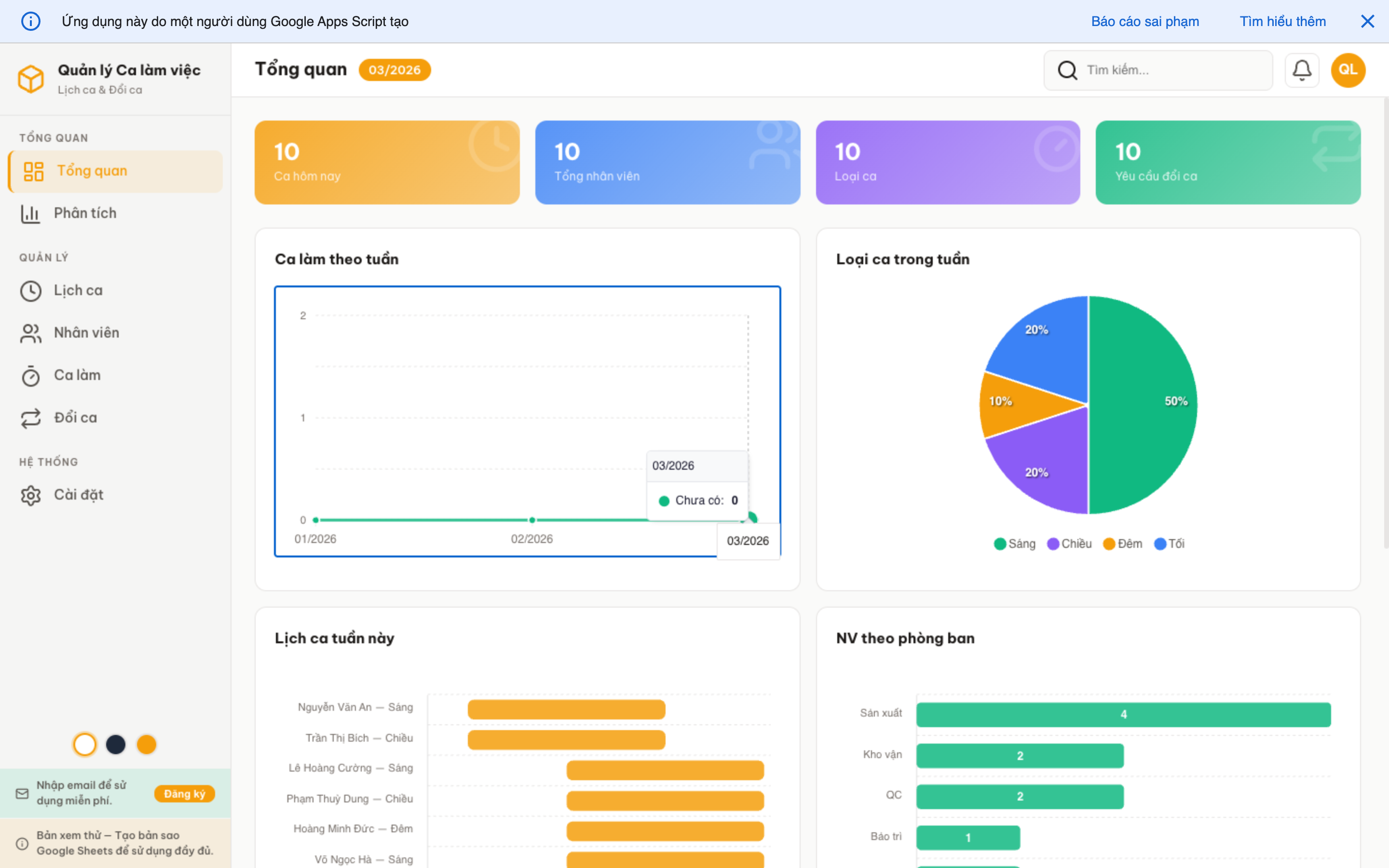 Ca làm việc screenshot 1