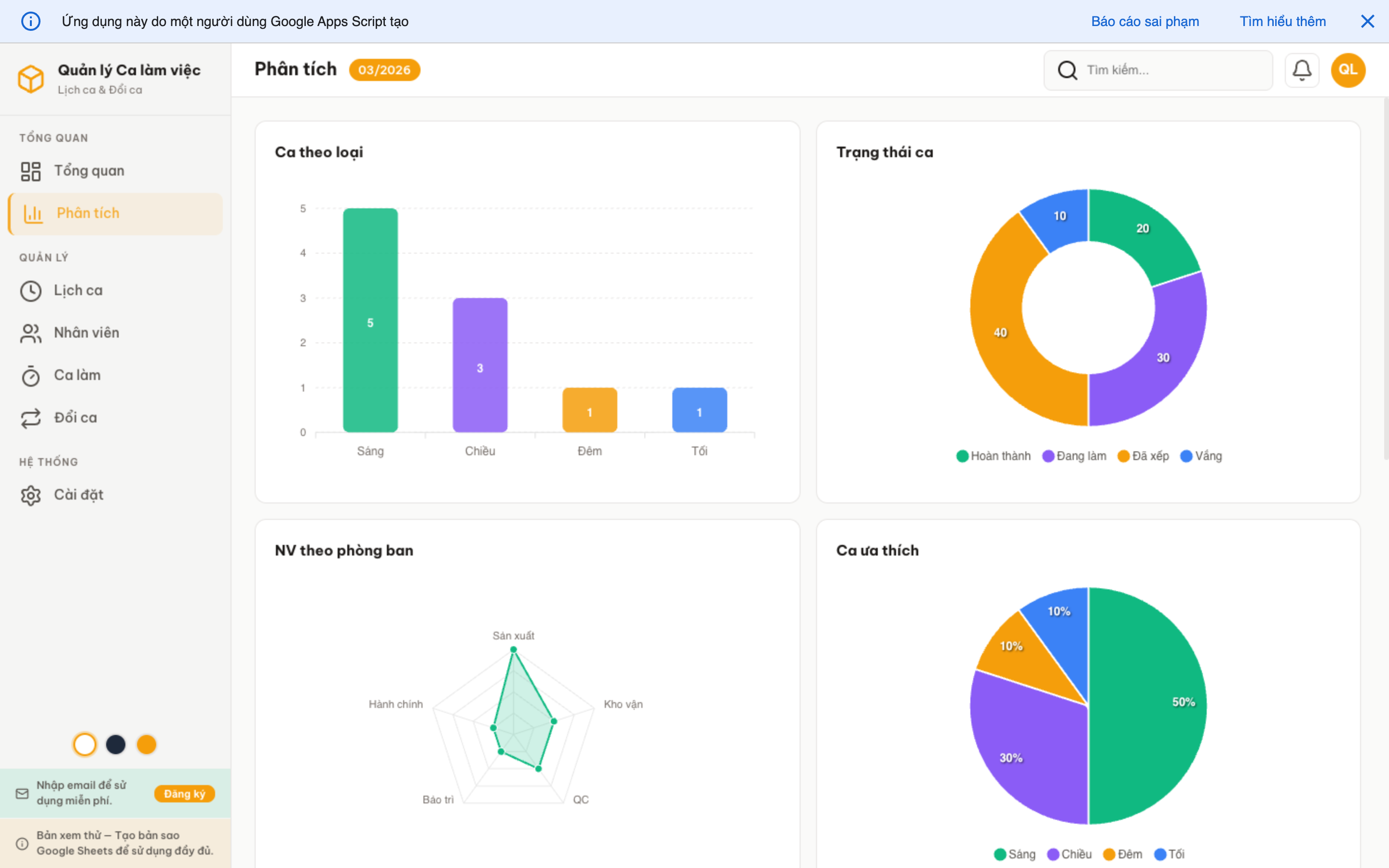 Ca làm việc screenshot 2