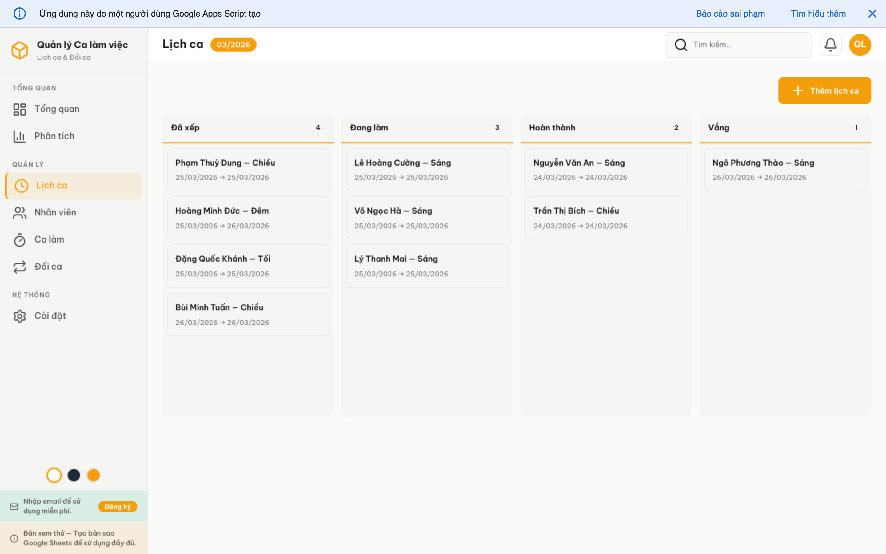Ca làm việc screenshot 4
